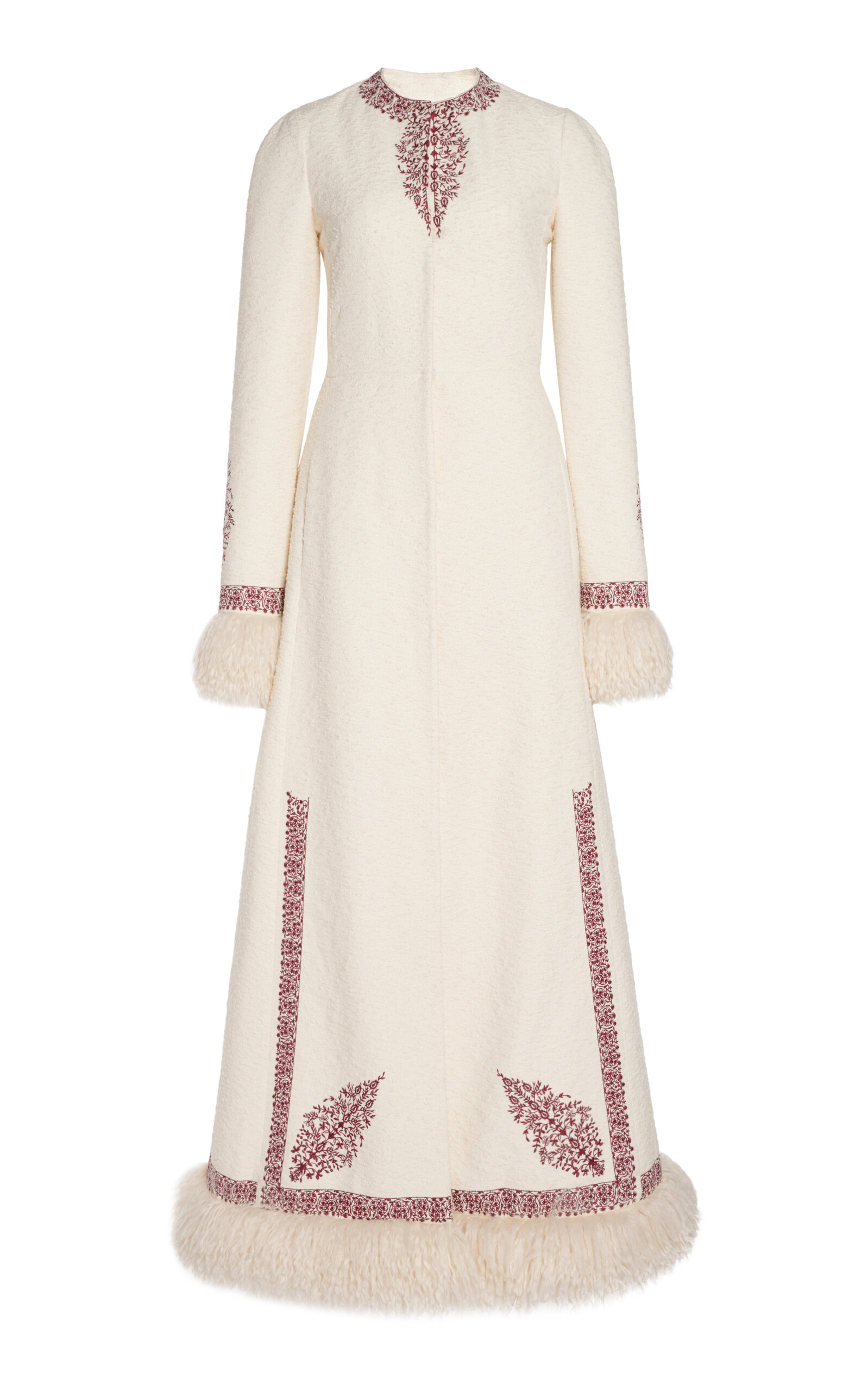 Giambattista Valli Shearling-trimmed Bouclé Coat In Ivory