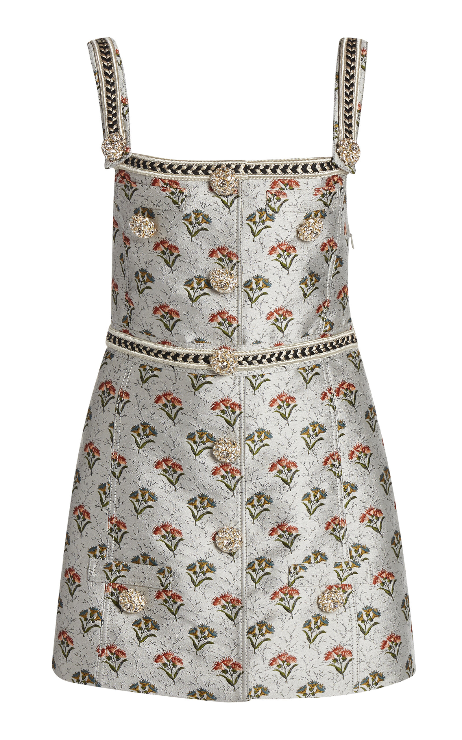 Giambattista Valli Button-detailed Jacquard Mini Dress In Multi