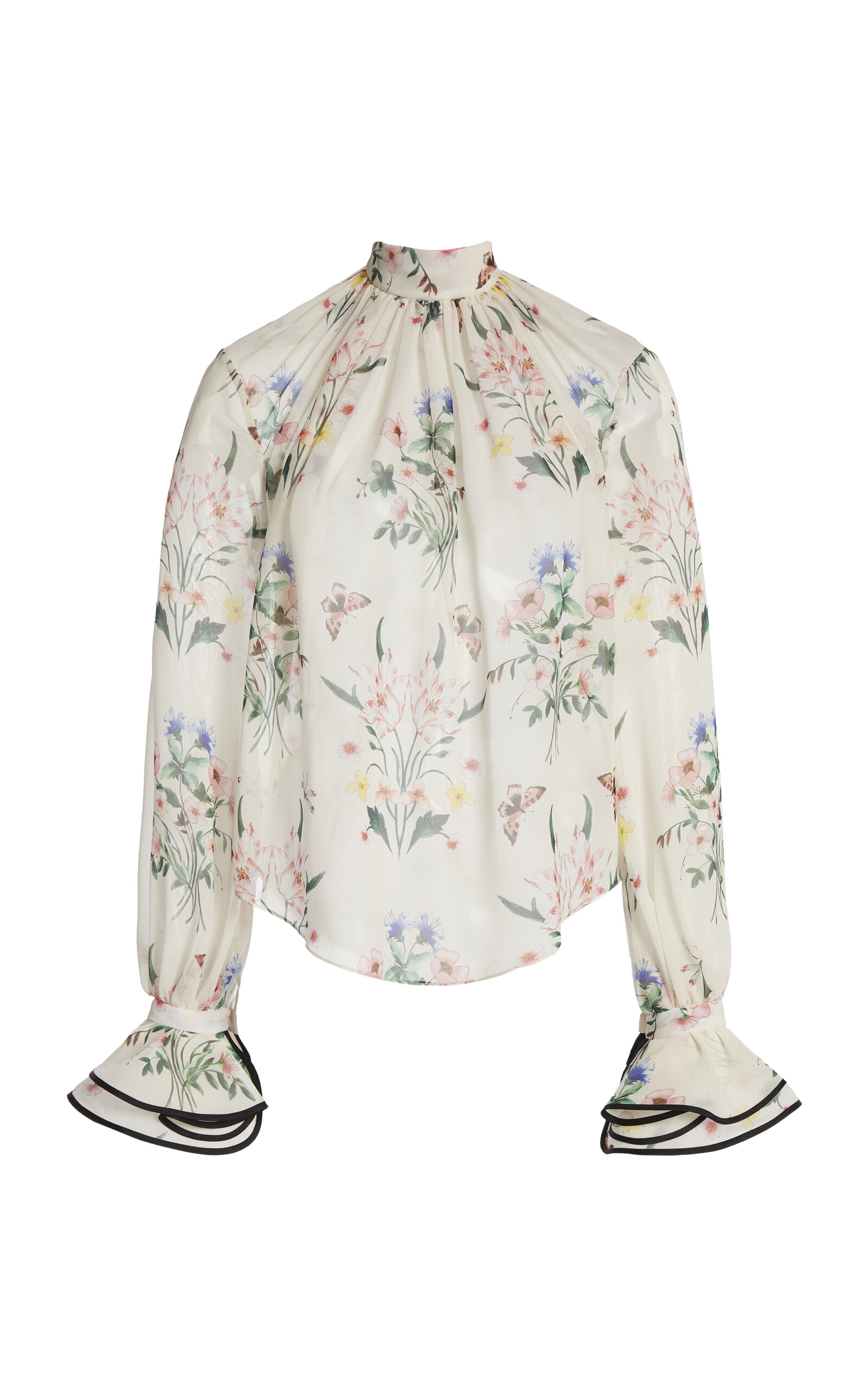 Giambattista Valli Floral Printed Cotton Georgette Top