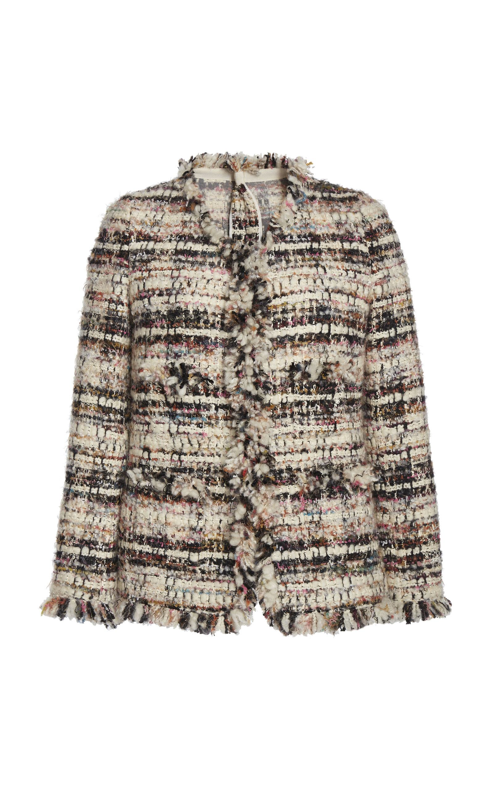 Giambattista Valli Fringed Bouclé Blazer In Multi