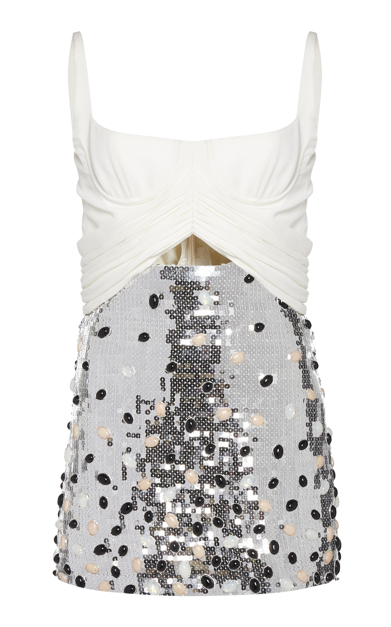 Giambattista Valli Sequined Crepe Bustier Mini Dress In Ivory