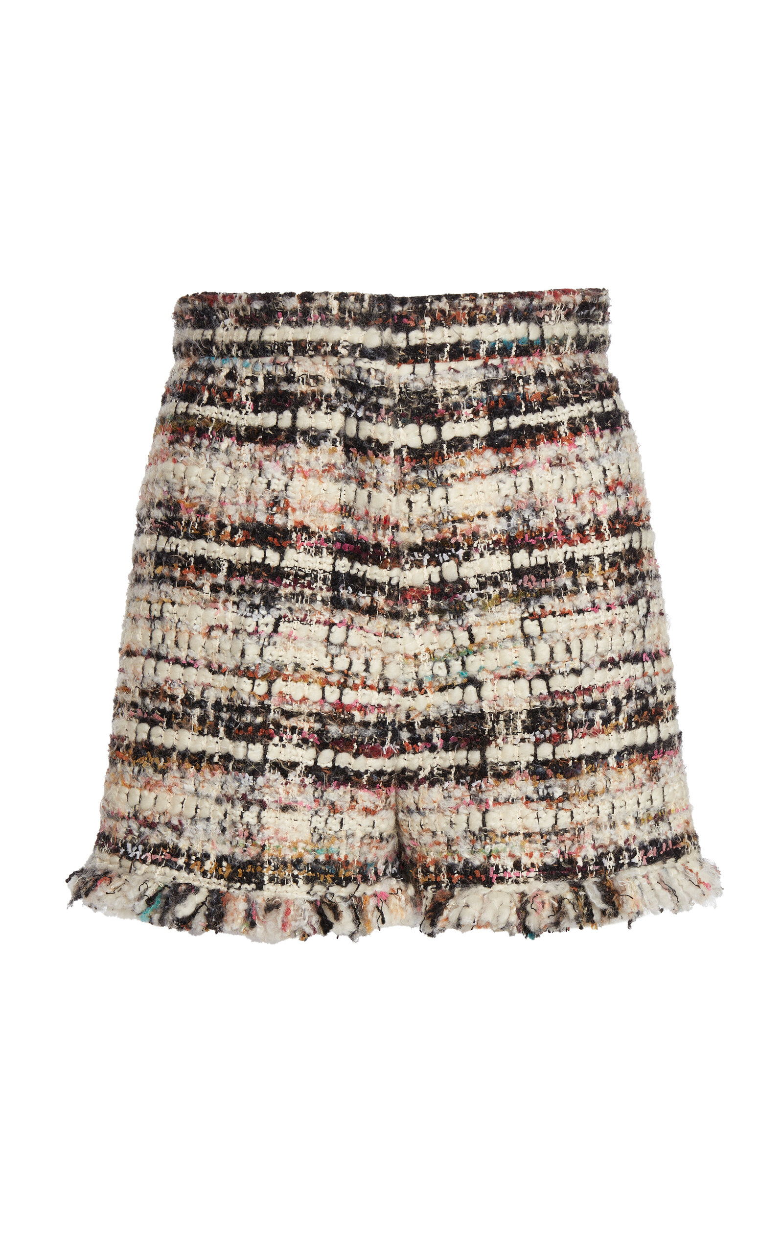 Giambattista Valli High-rise Fringed Bouclé Shorts In Multi