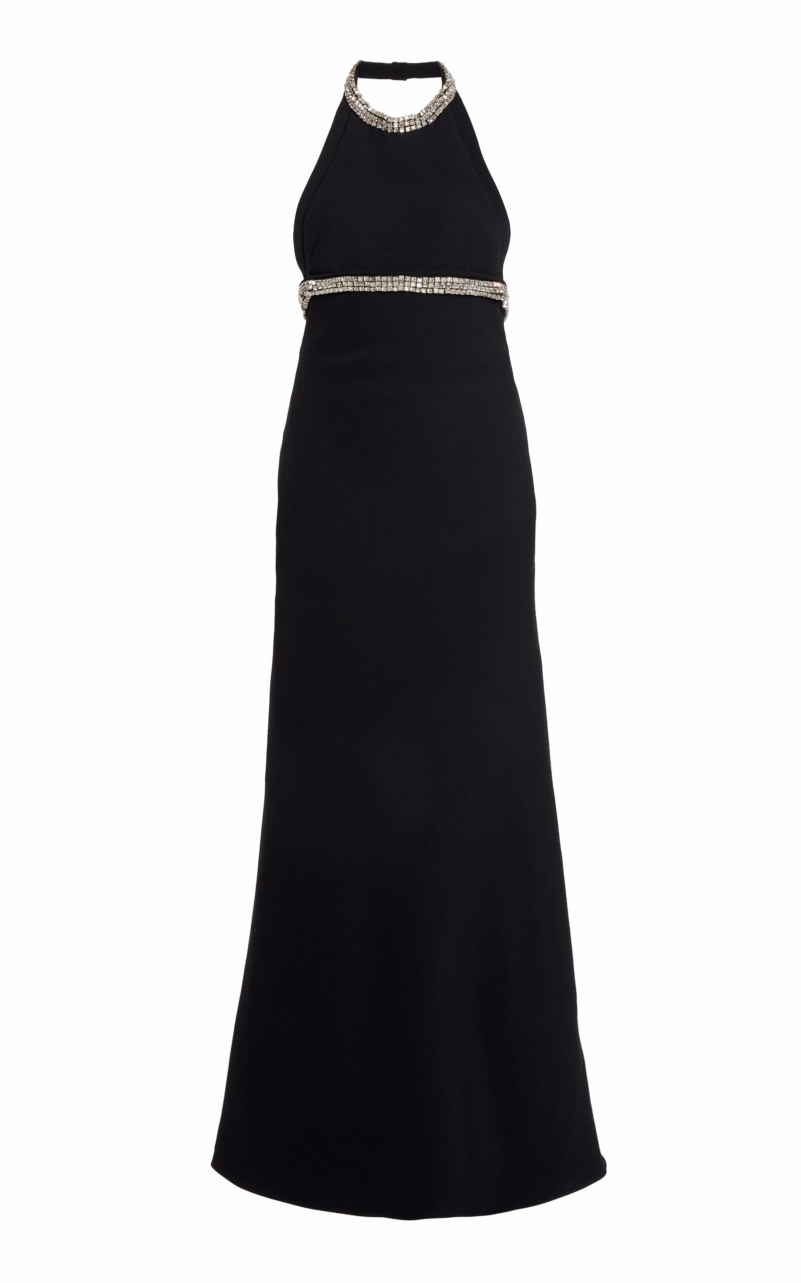 Giambattista Valli Embellished Neckline Crepe Maxi Dress In Black