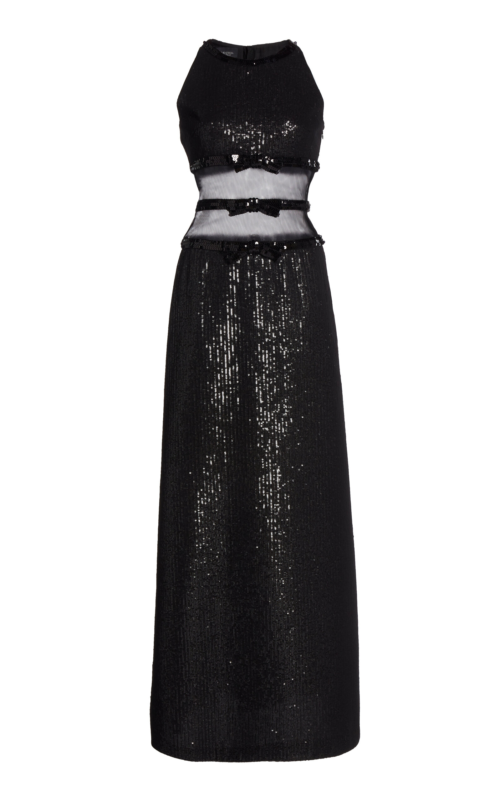 Giambattista Valli Sheer-paneled Sequined Maxi Dress In Black