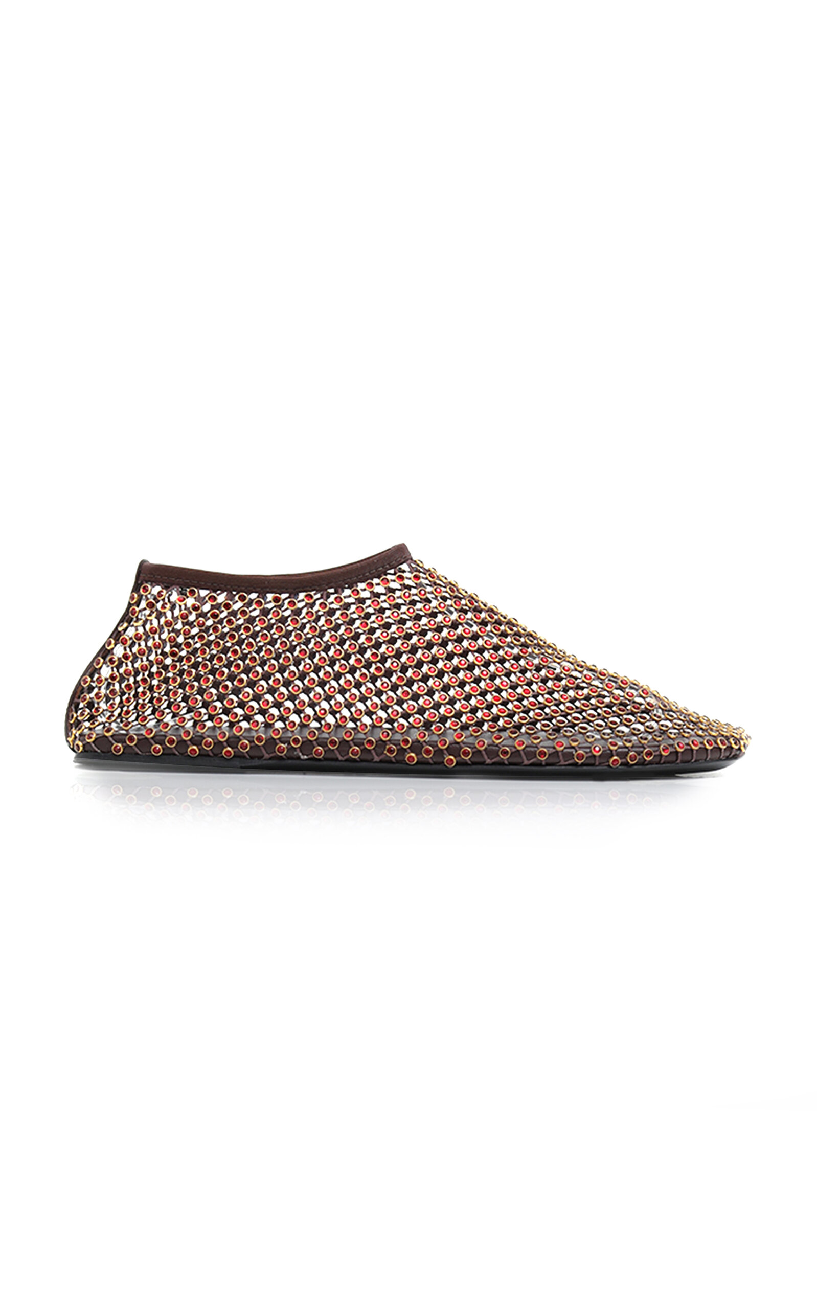 Christopher Esber Minette Crystal Mesh Flats In Brown