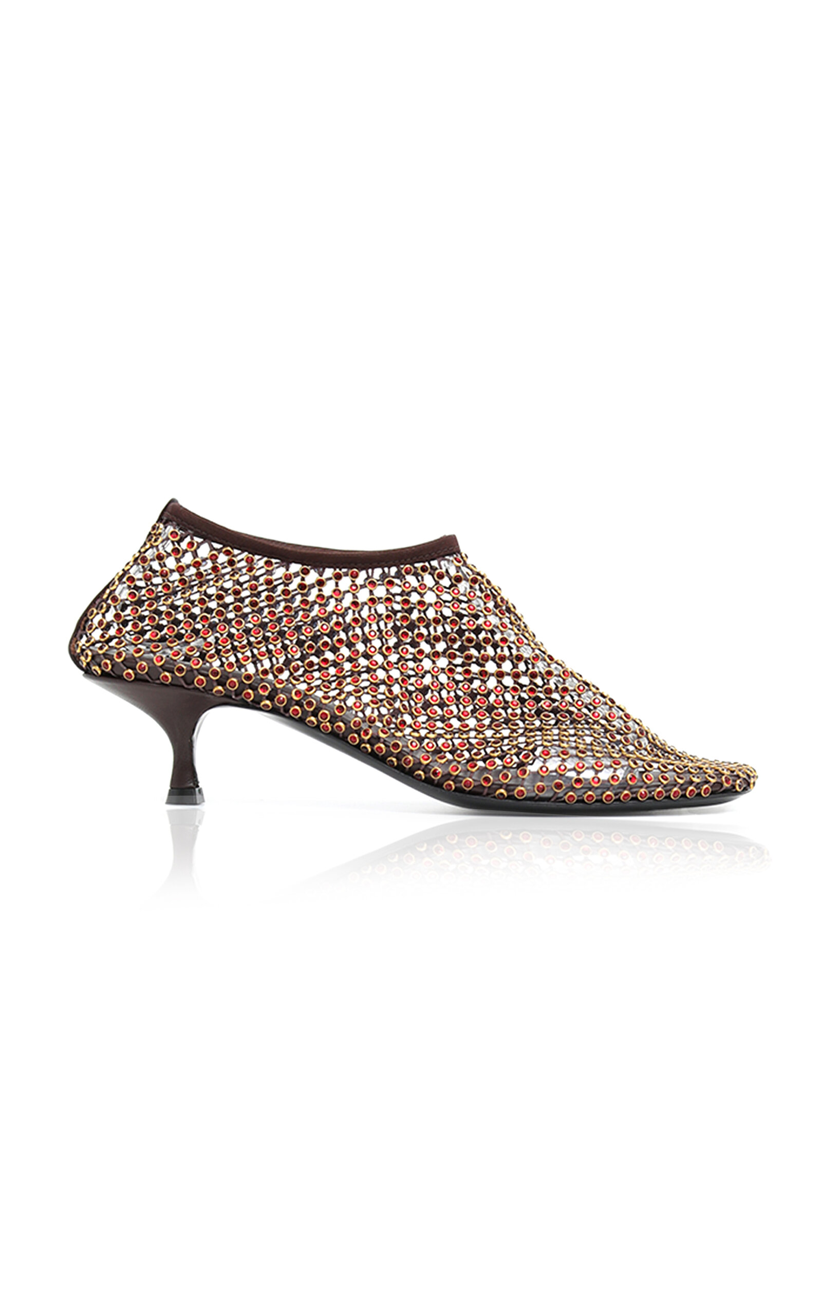 Christopher Esber Minette Crystal Mesh Heels In Brown