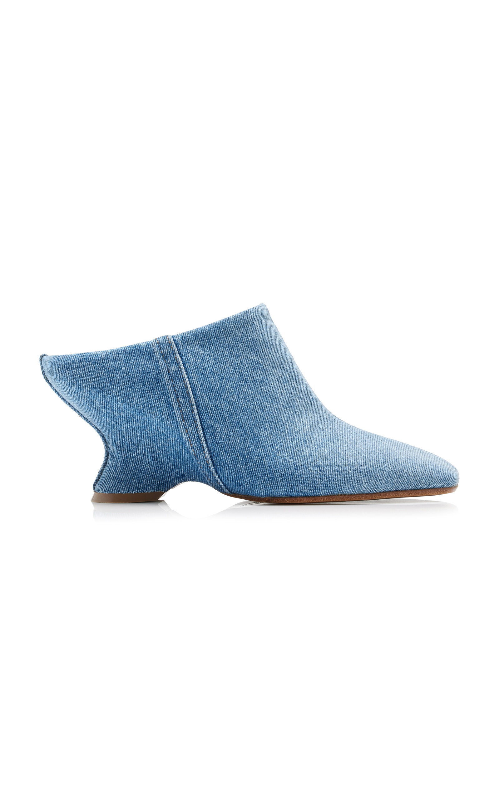 Shop Dries Van Noten Glove Wedge Denim Mules In Blue