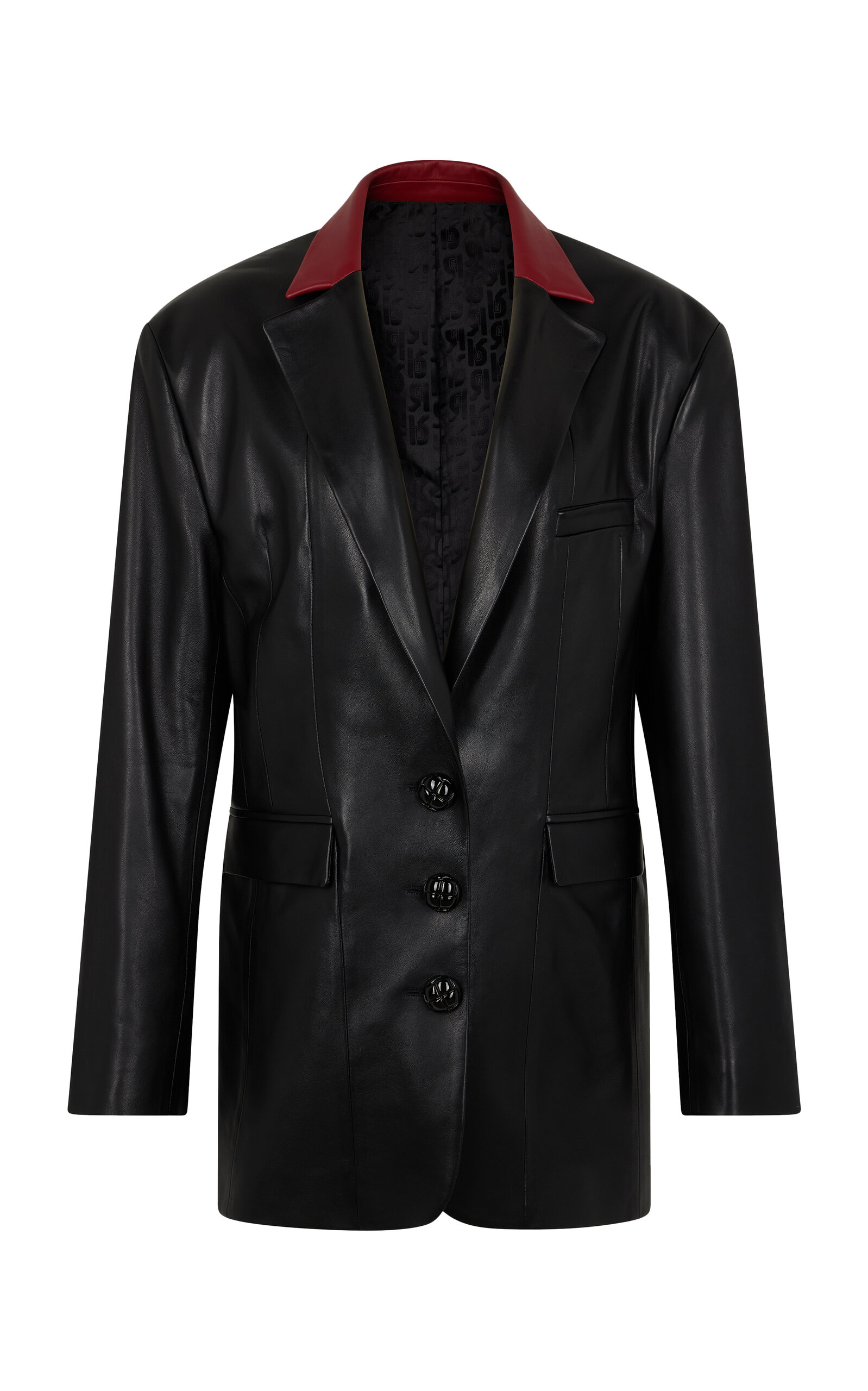 Rabanne Oversized Leather Blazer In Black