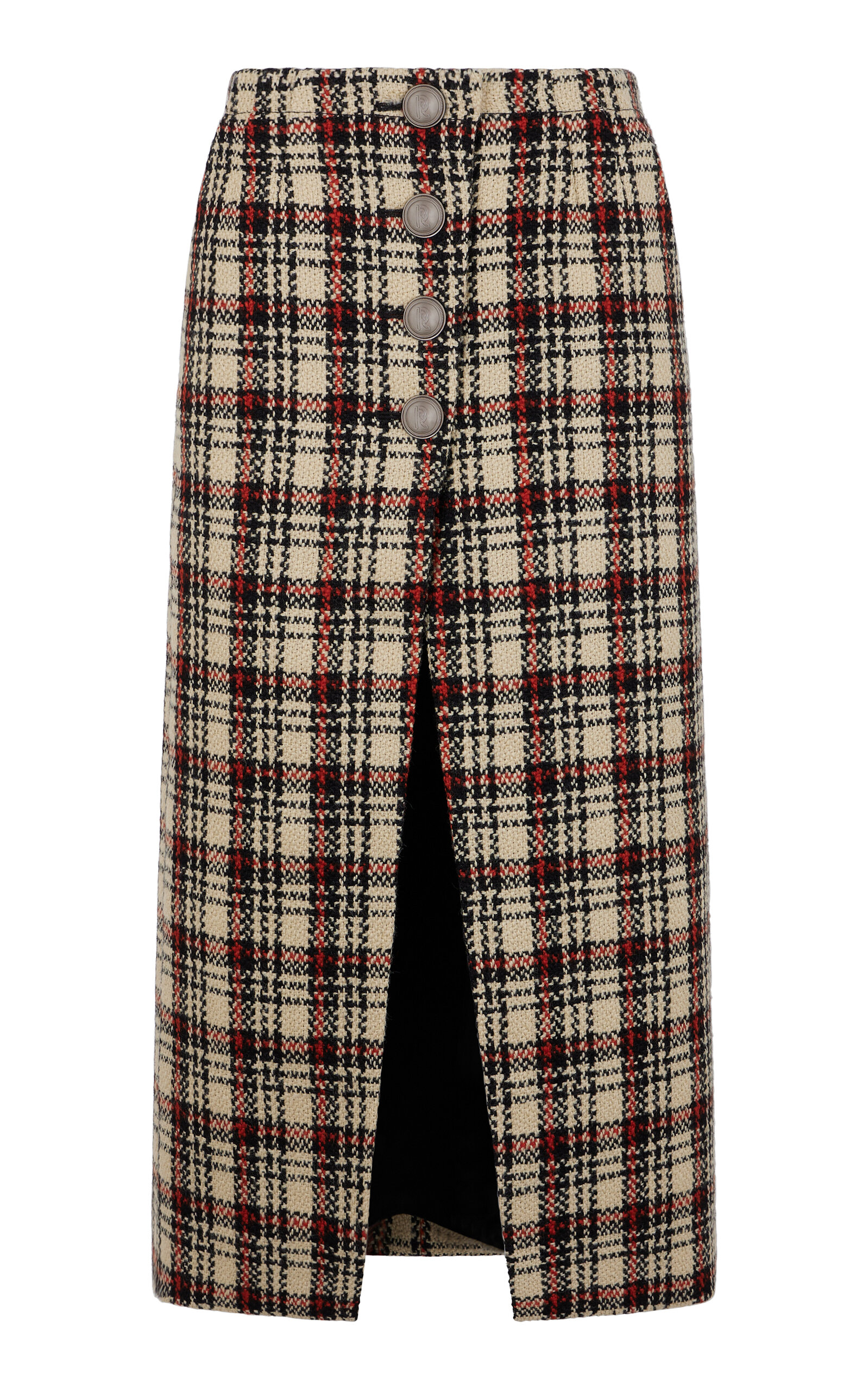 Rabanne Plaid Wool-cotton Midi Skirt