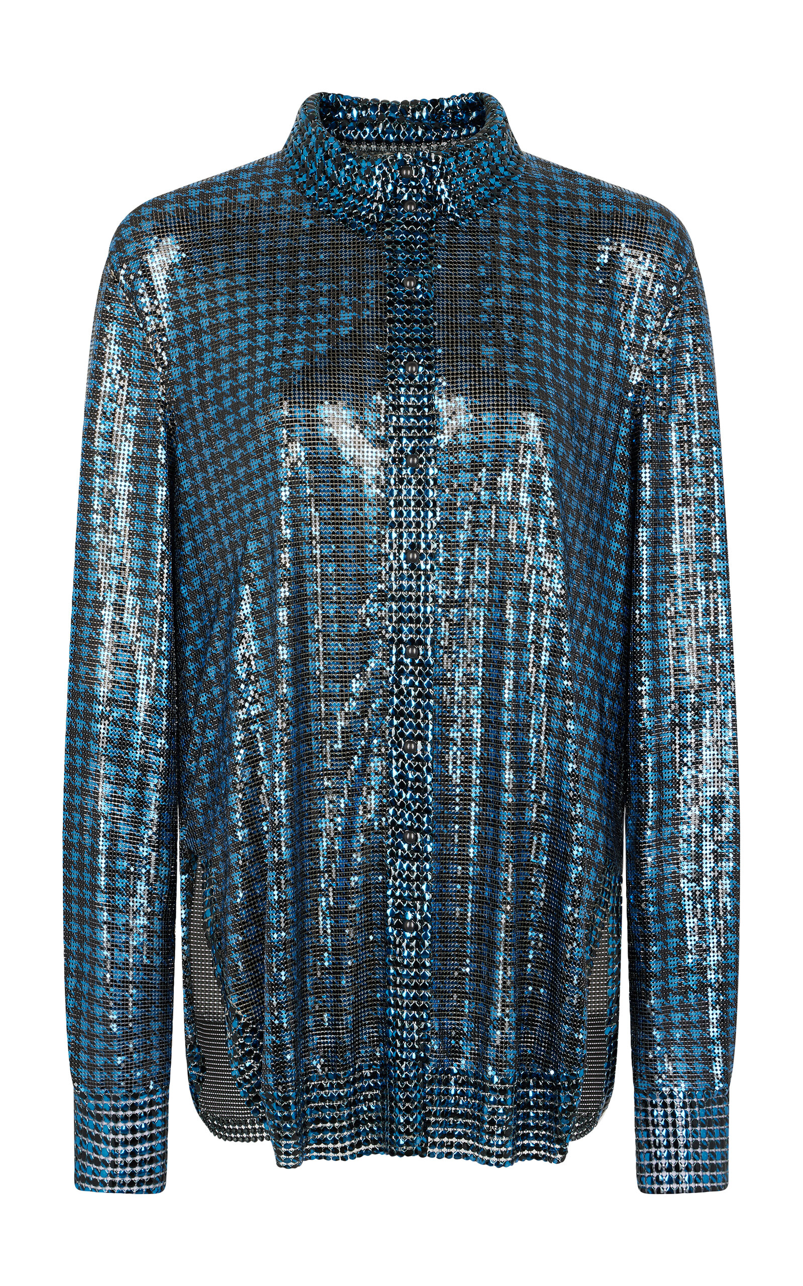 Rabanne Printed Button-up Shirt In Blue