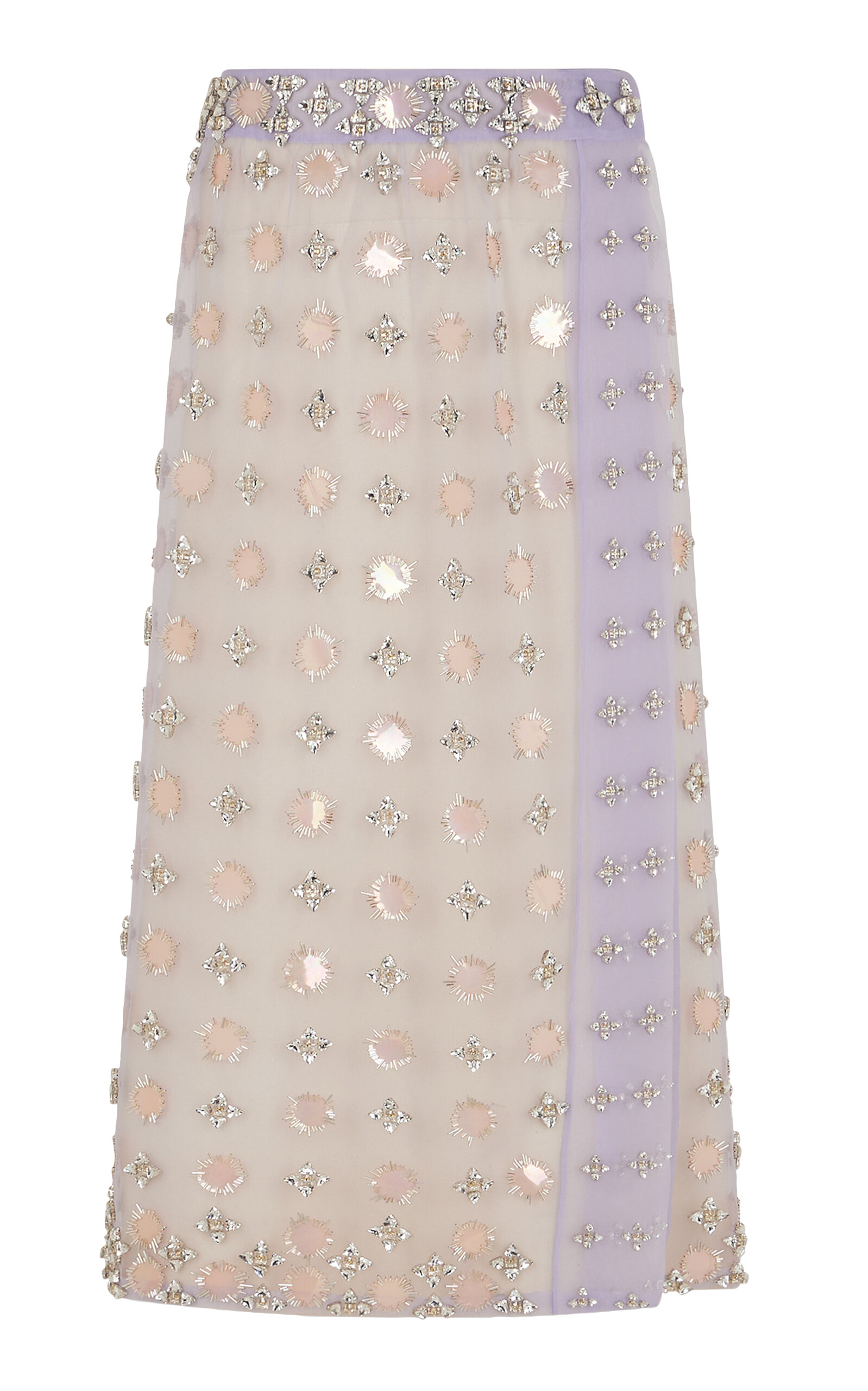 Rabanne Embellished Sheer Midi Skirt In Purple