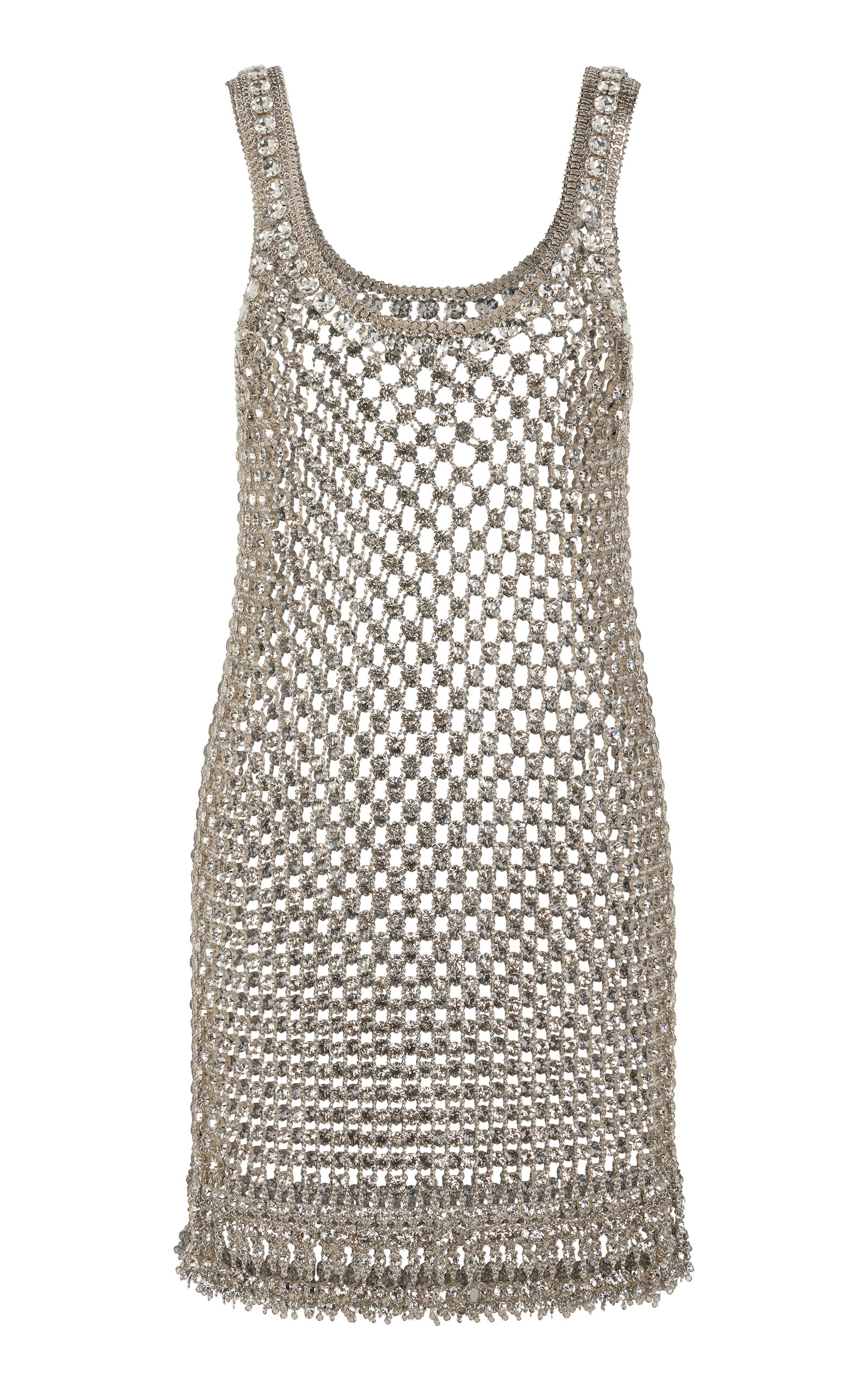 Rabanne Sequined Sheer Mini Dress In Silver