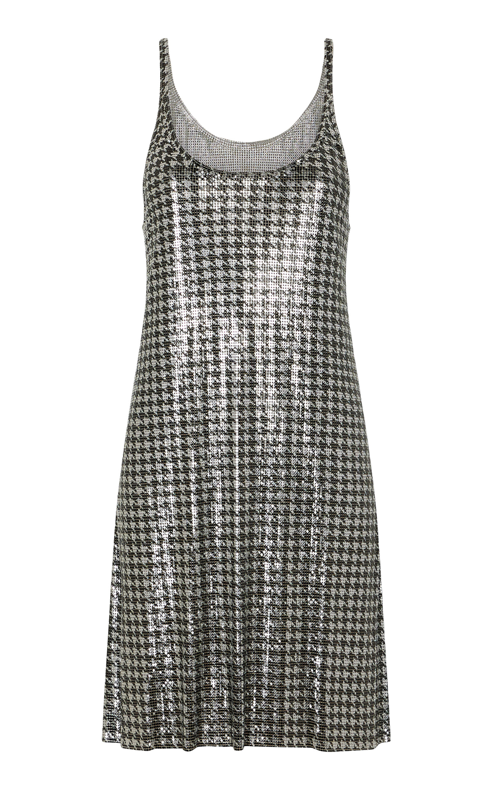 RABANNE HOUNDSTOOTH METALLIC MINI DRESS 