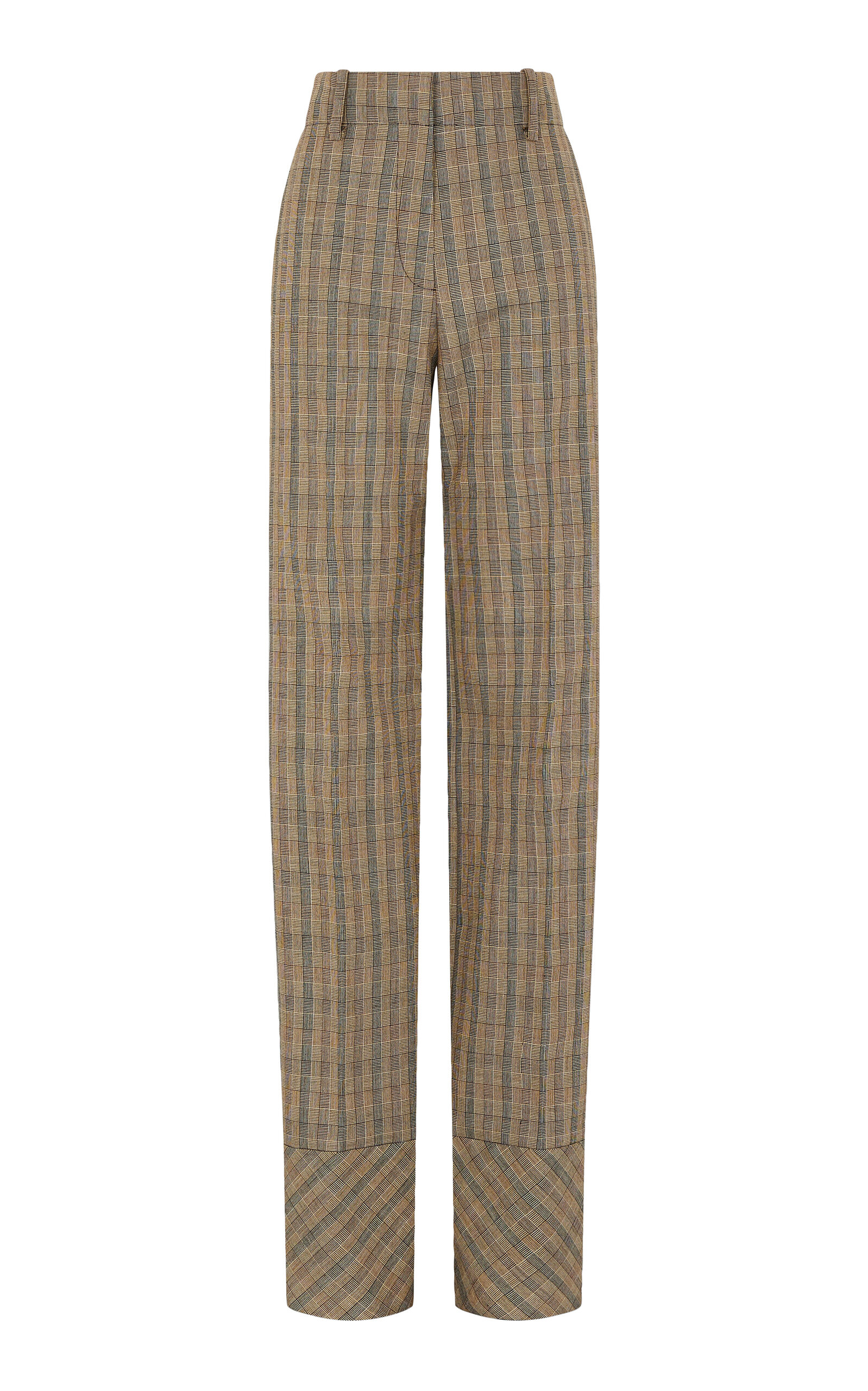 Rabanne Plaid Wool Straight-leg Pants