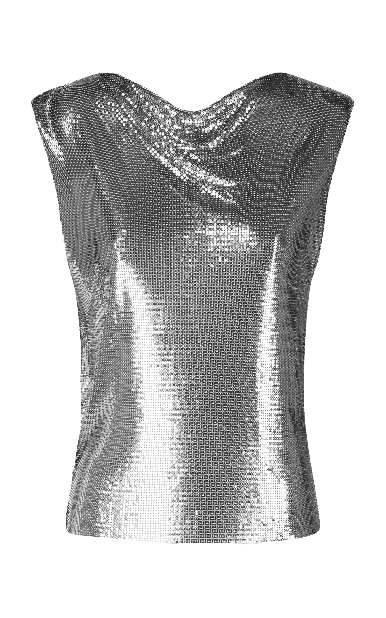 Rabanne Draped Chainmail Top In Silver