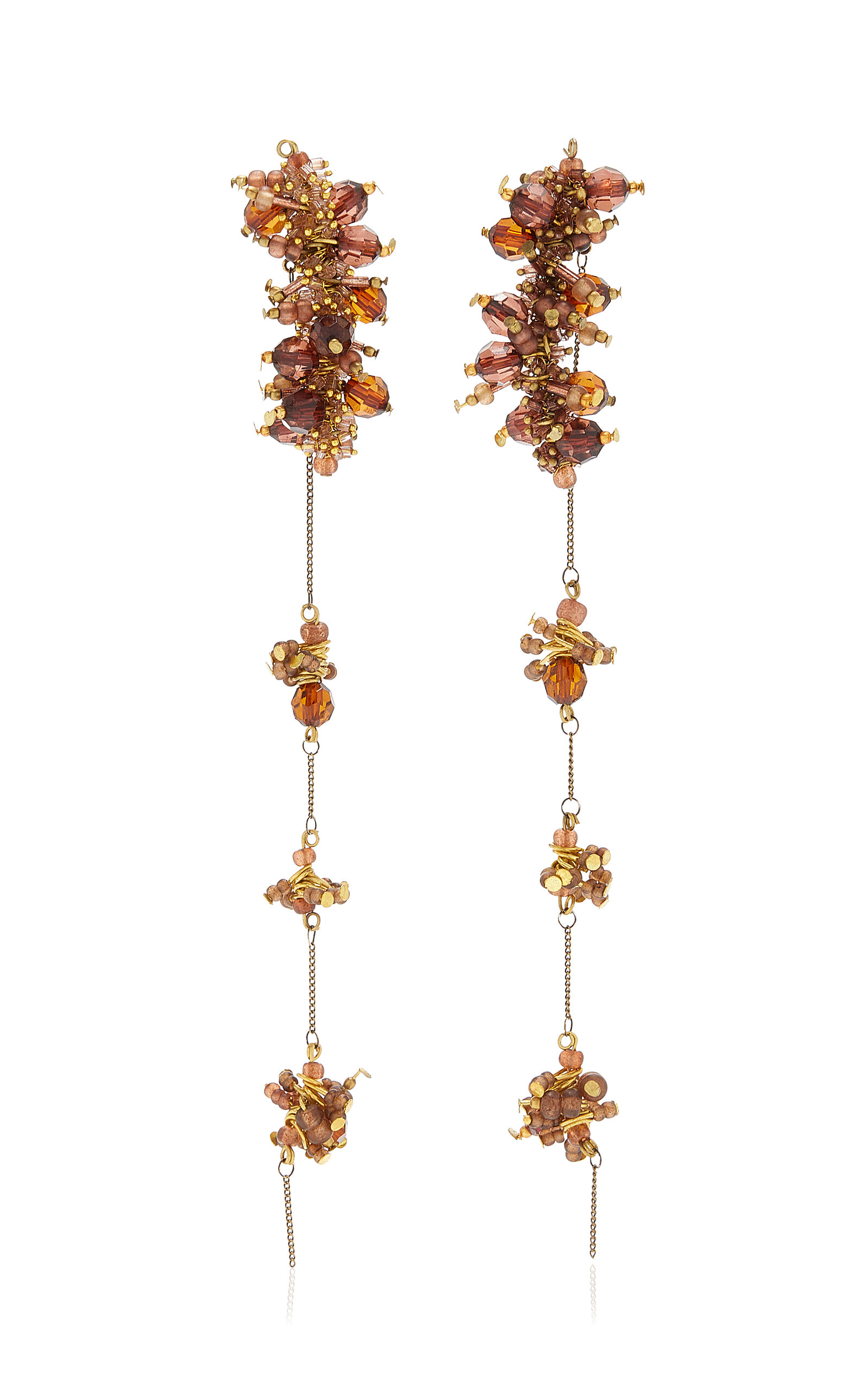 Shop Dries Van Noten Resin & Glass Earrings In Brown