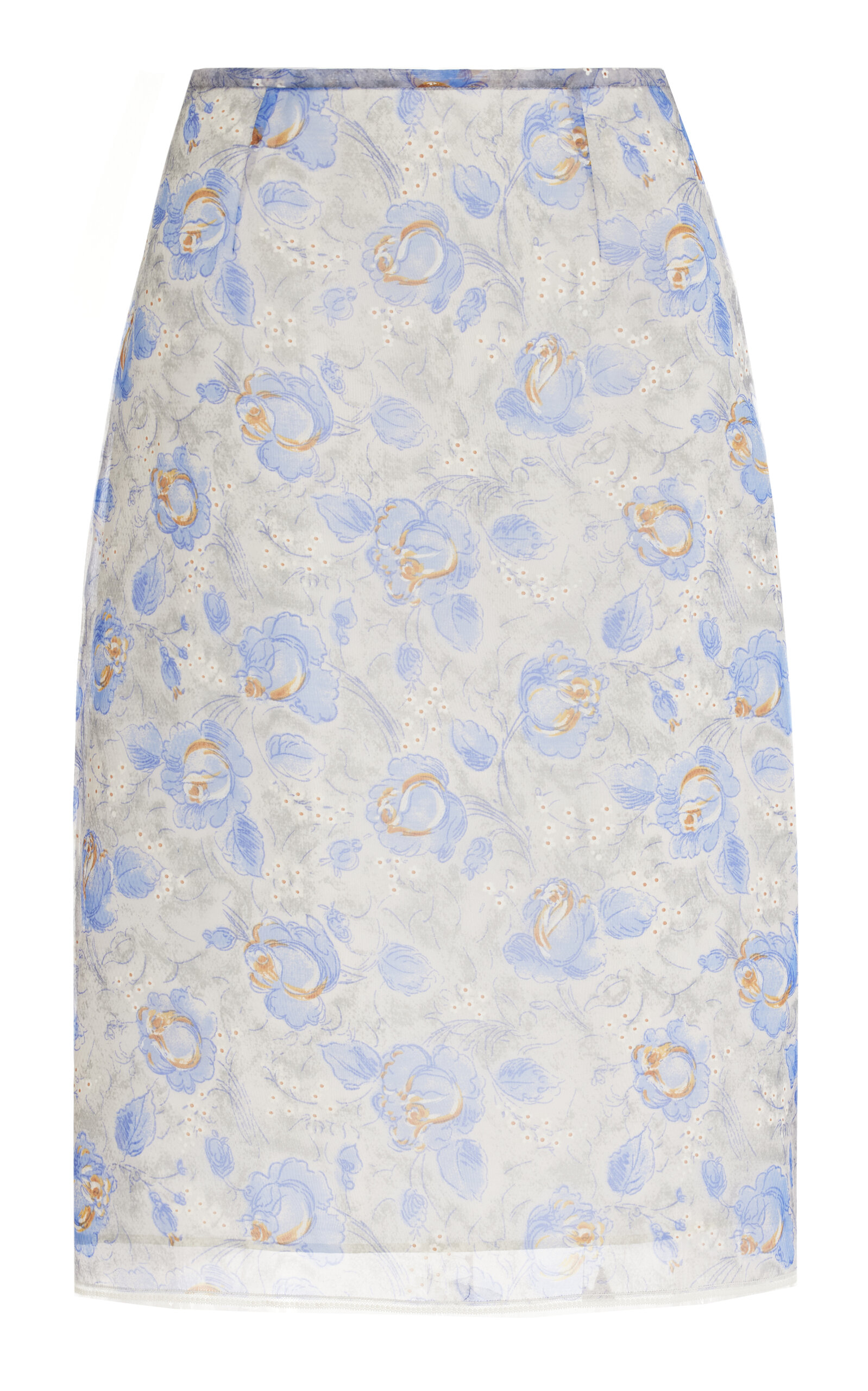 Shop Prada Peony Nylon Skirt In Blue