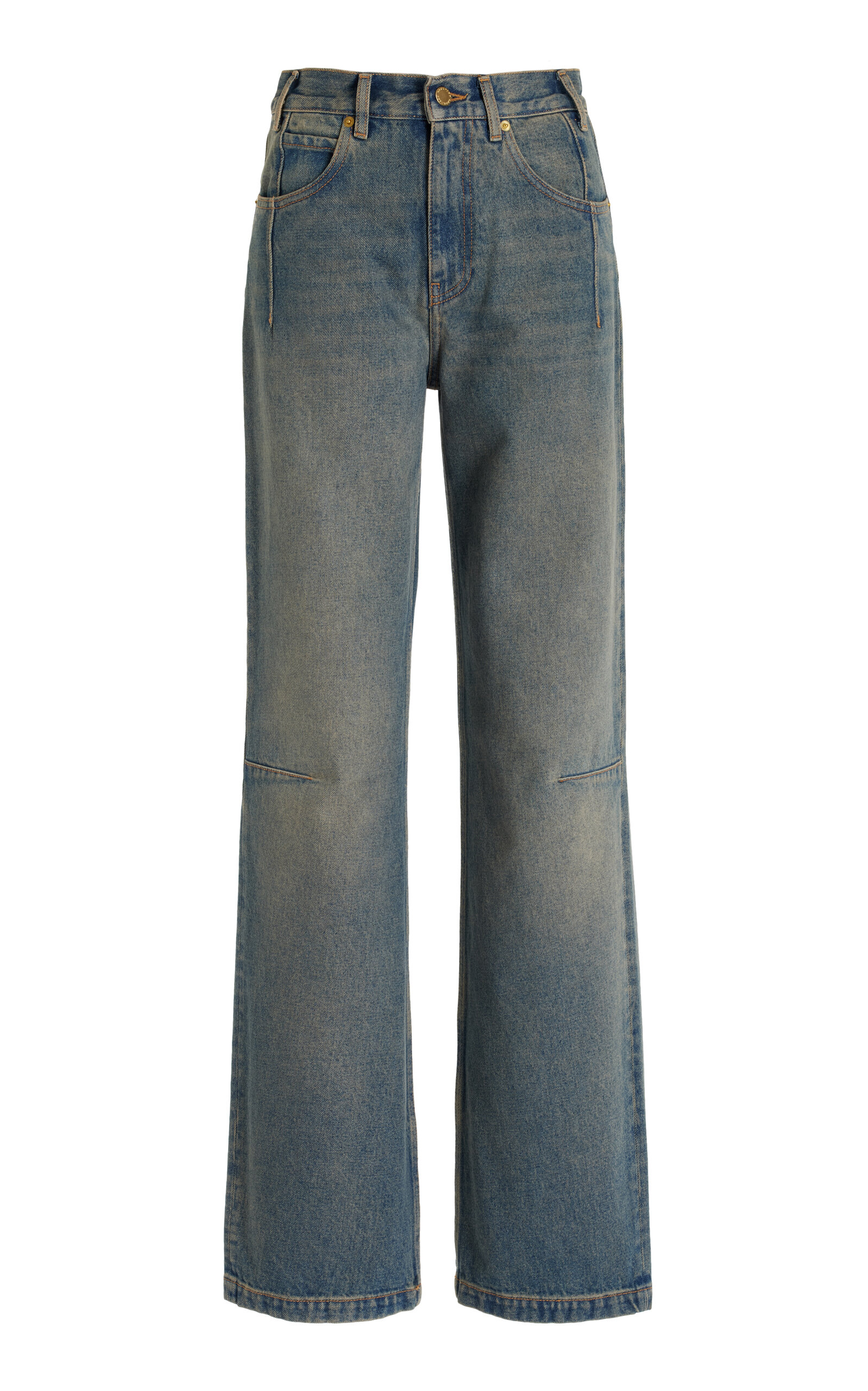 Shop Darkpark Lu Rigid High-rise Straight-leg Jeans In Medium Wash