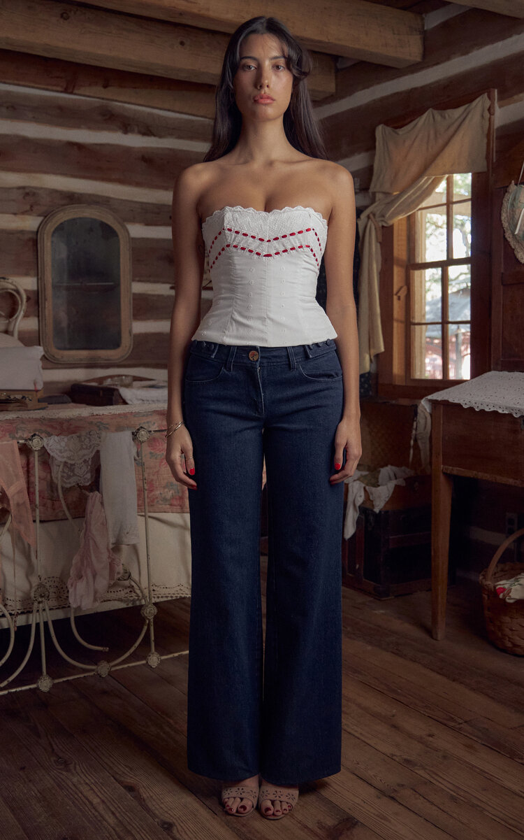 Eyelet Cotton Corset Top