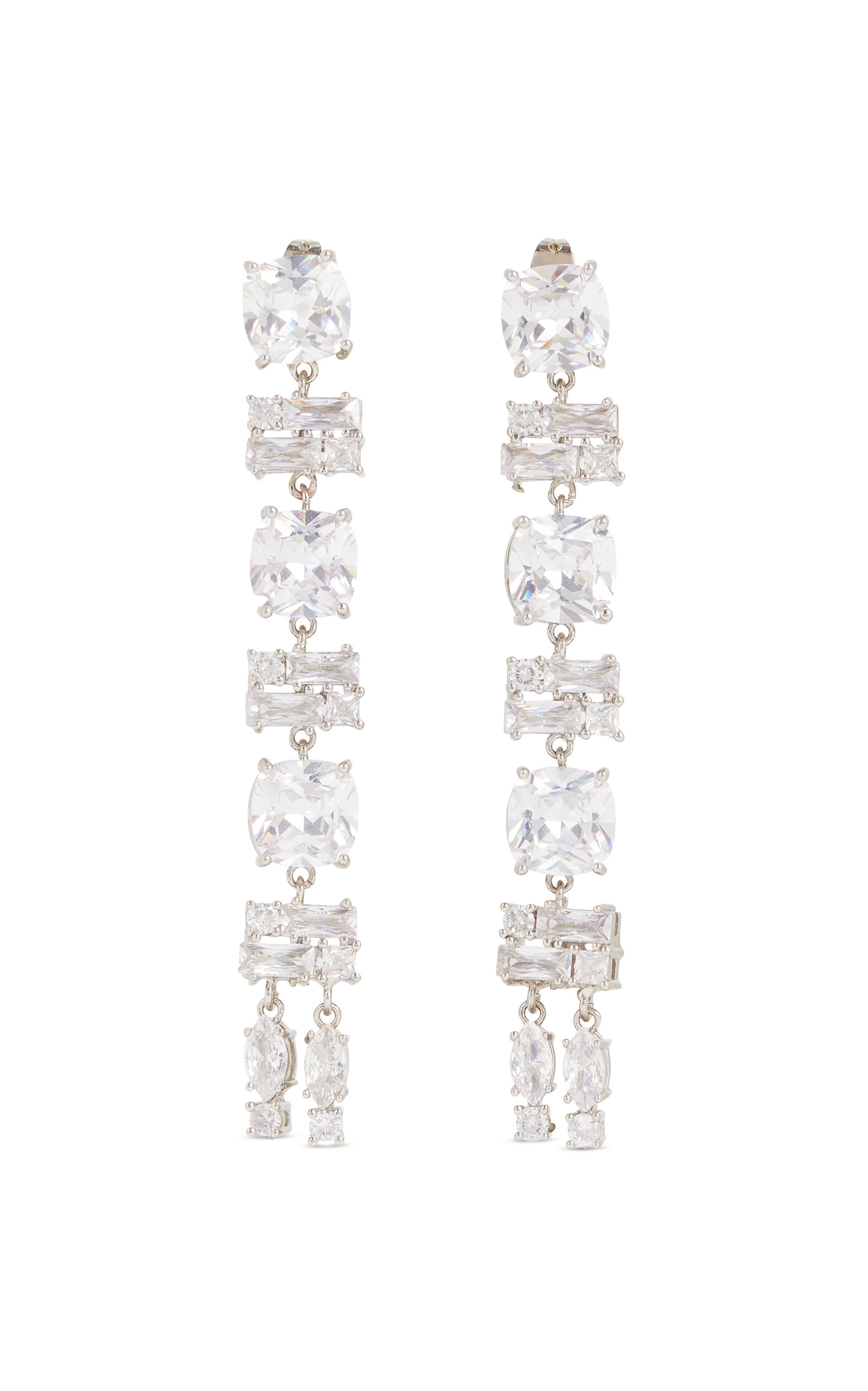 RABANNE SILVER-TONE CRYSTAL DROP EARRINGS 