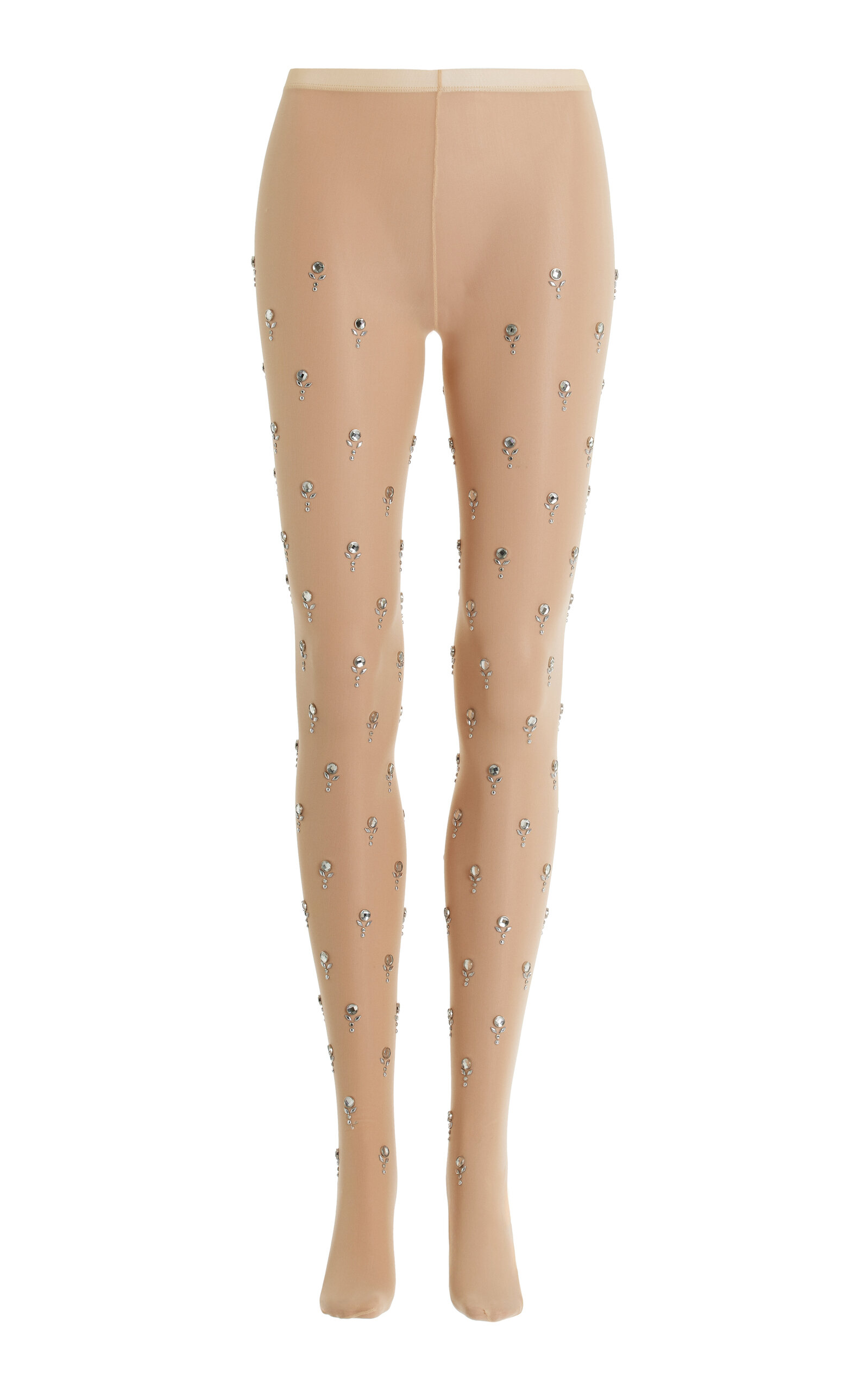 Rabanne Crystal Embellished Tights In Pink