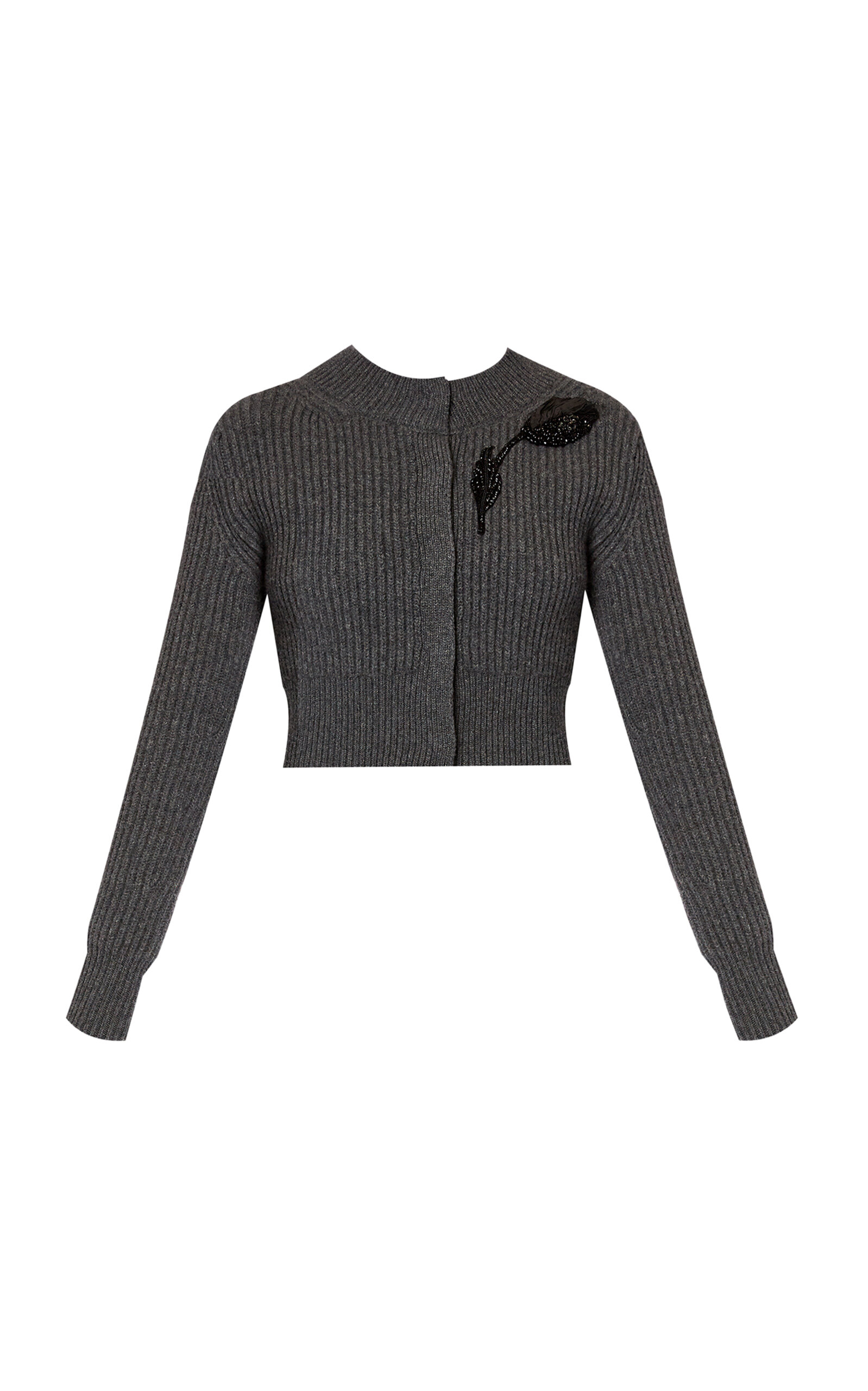 Erdem Embellished Wool-cashmere Cardigan In Grey