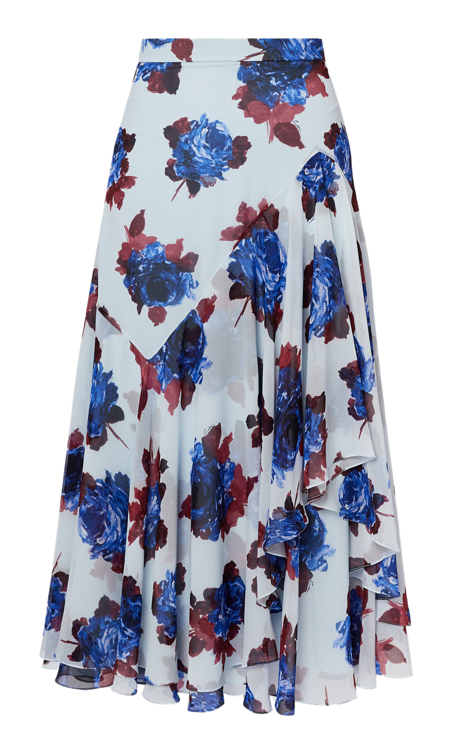 Erdem Printed Silk Midi Skirt In Multi