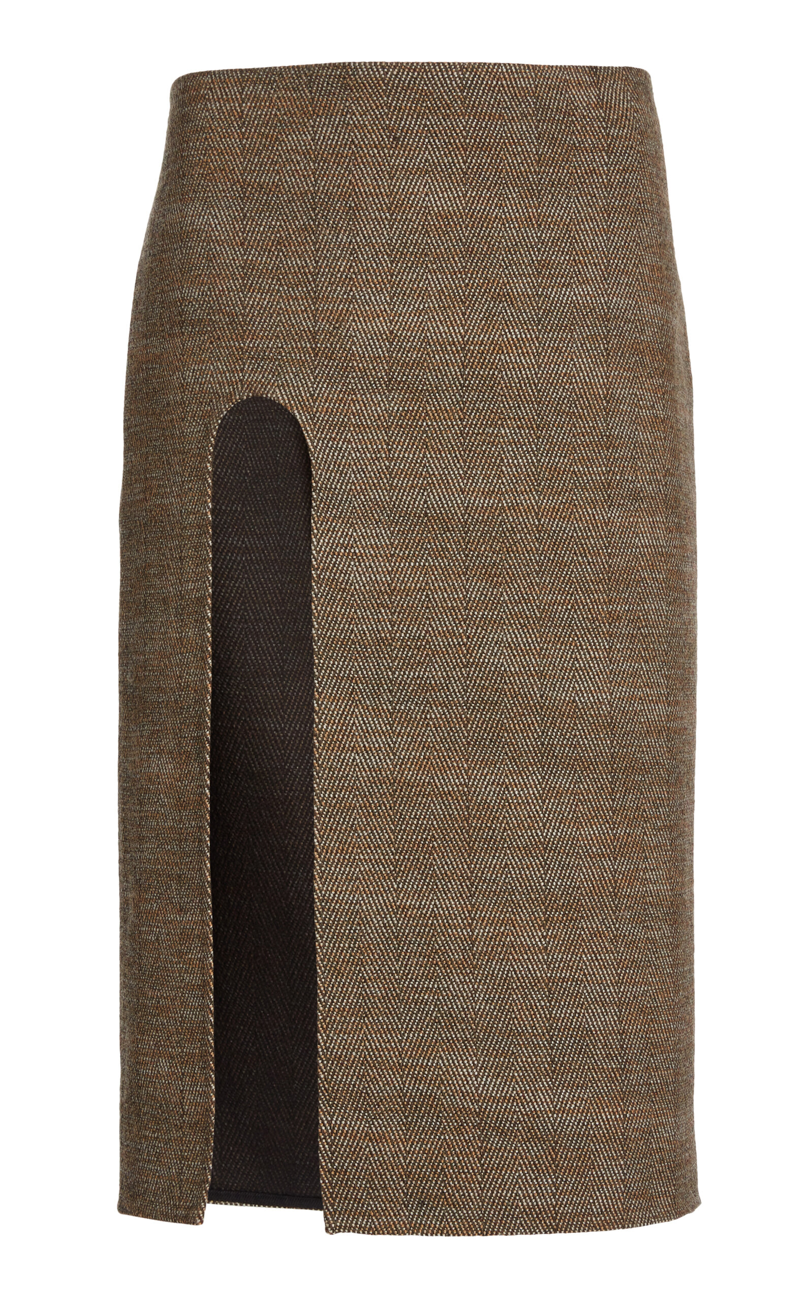 Stella Mccartney Slit-detailed Wool-blend Midi Skirt In Light Grey