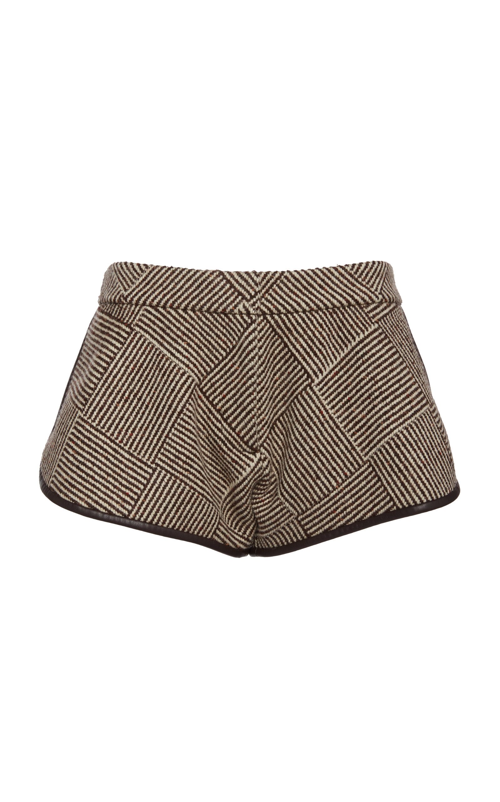 Stella Mccartney Basketweave Wool-blend Mini Shorts In Brown