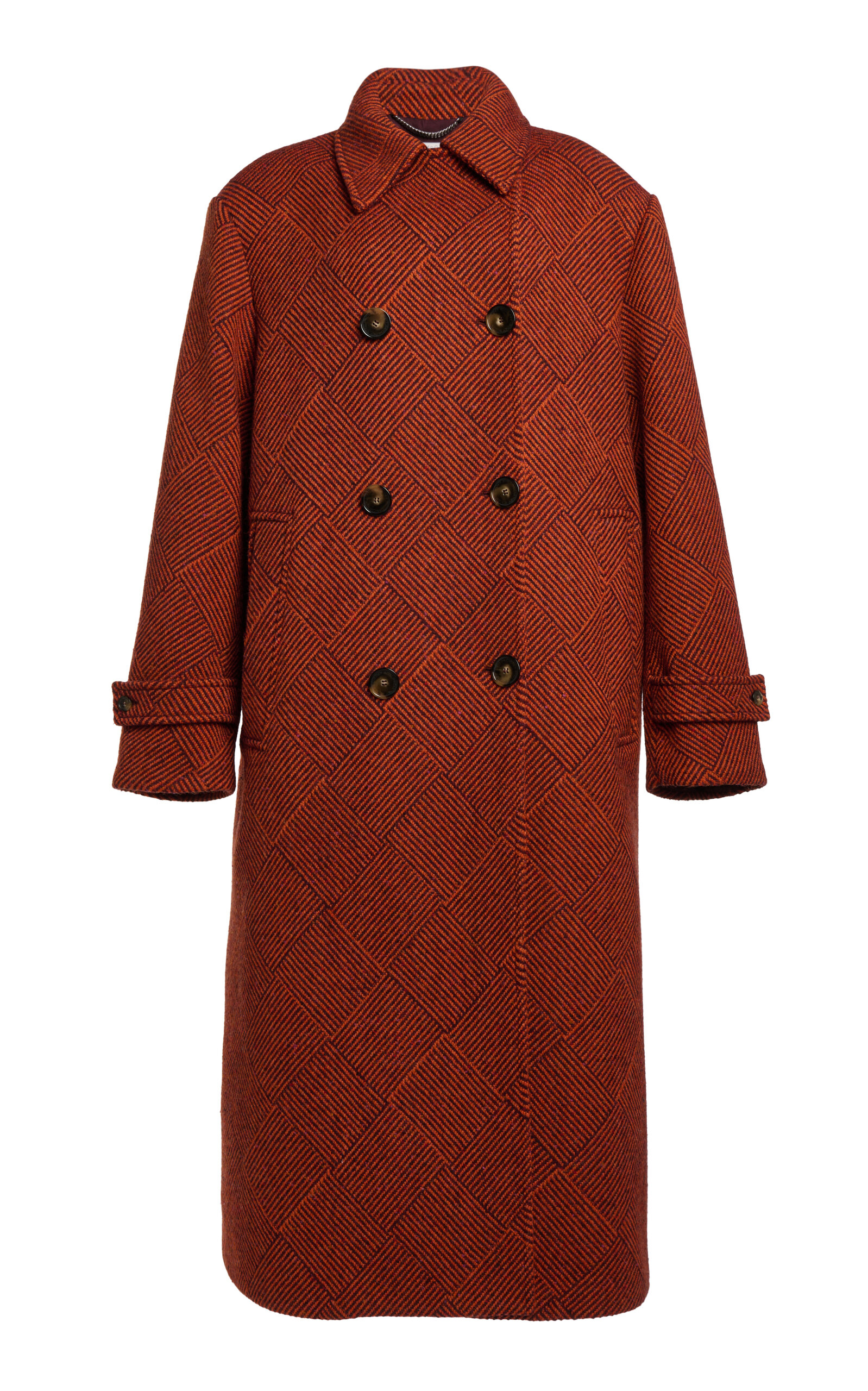 Stella Mccartney Oversized Basketweave Wool-blend Coat In Orange