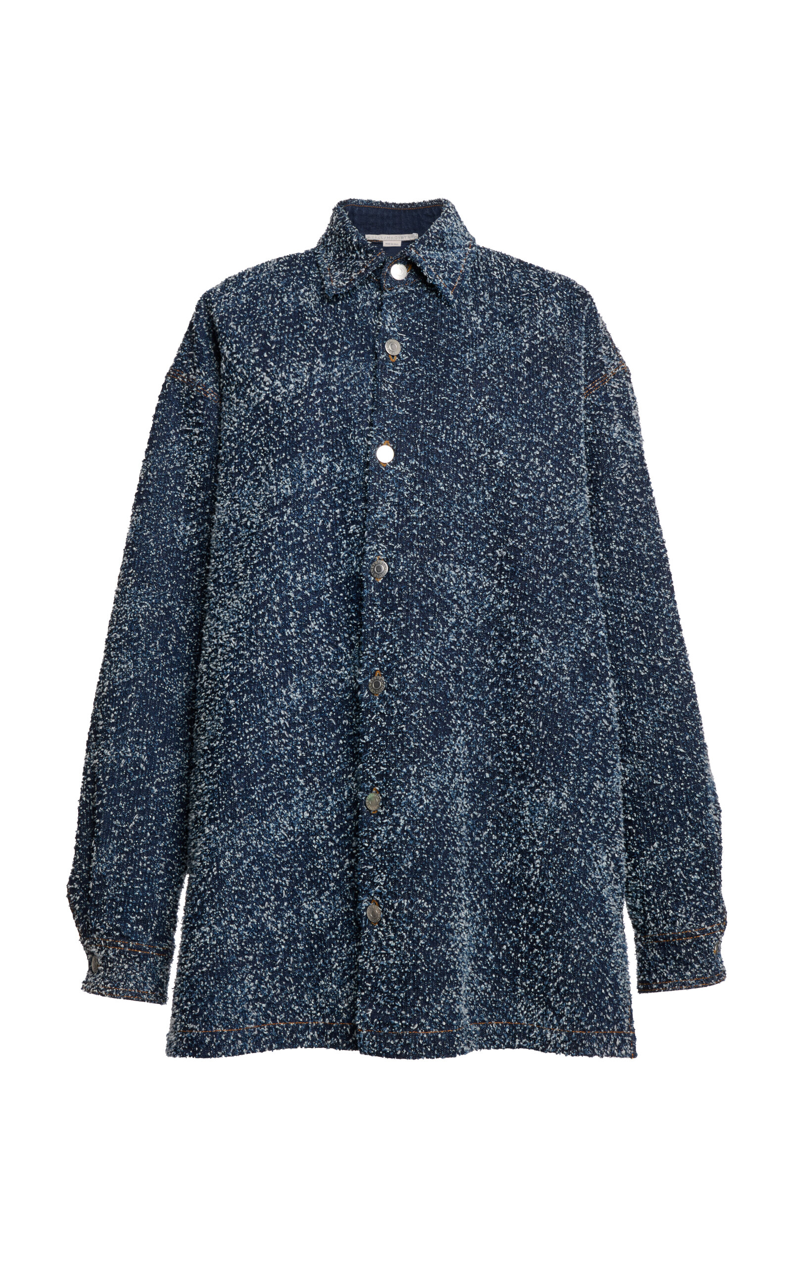 Stella Mccartney Bouclé Cotton Denim Overshirt In Medium Wash