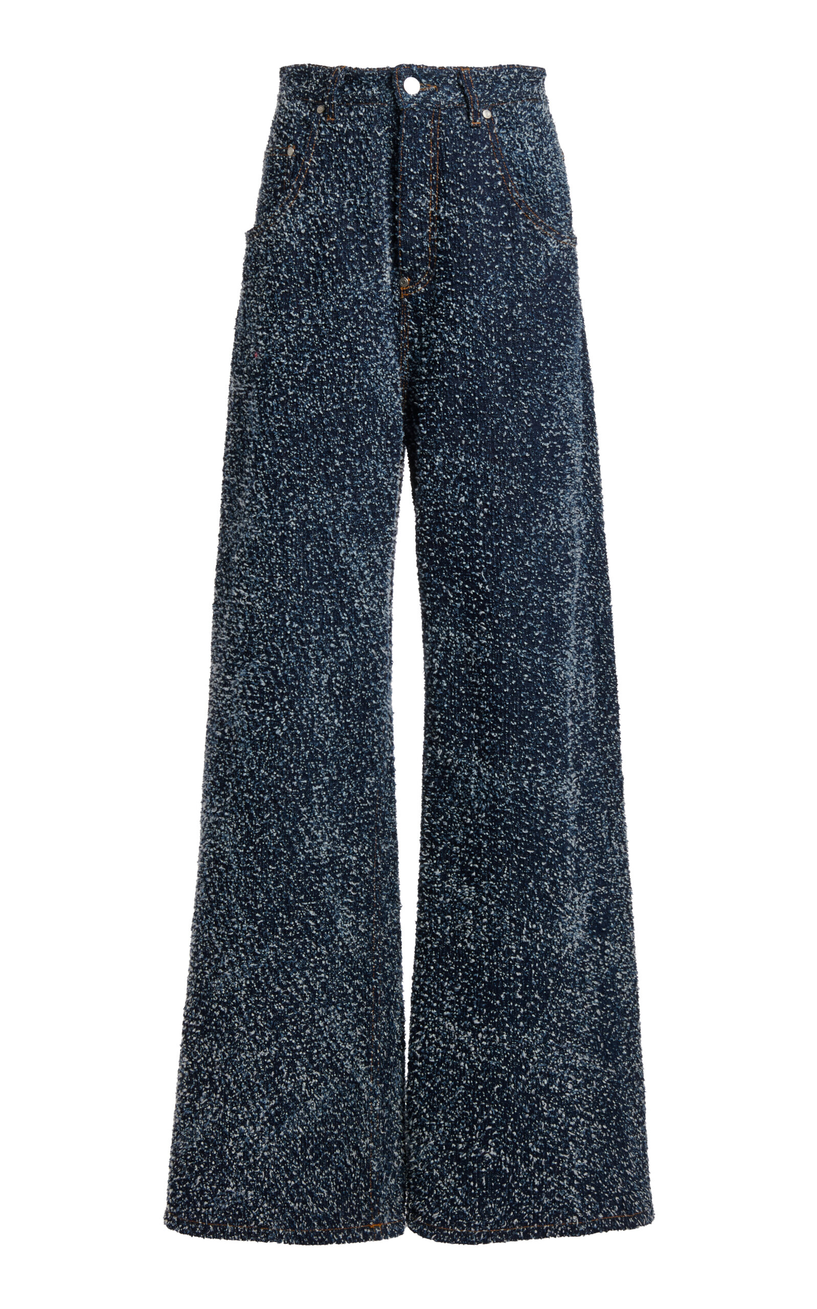 Shop Stella Mccartney Bouclé Rigid Mid-rise Wide-leg Jeans In Medium Wash