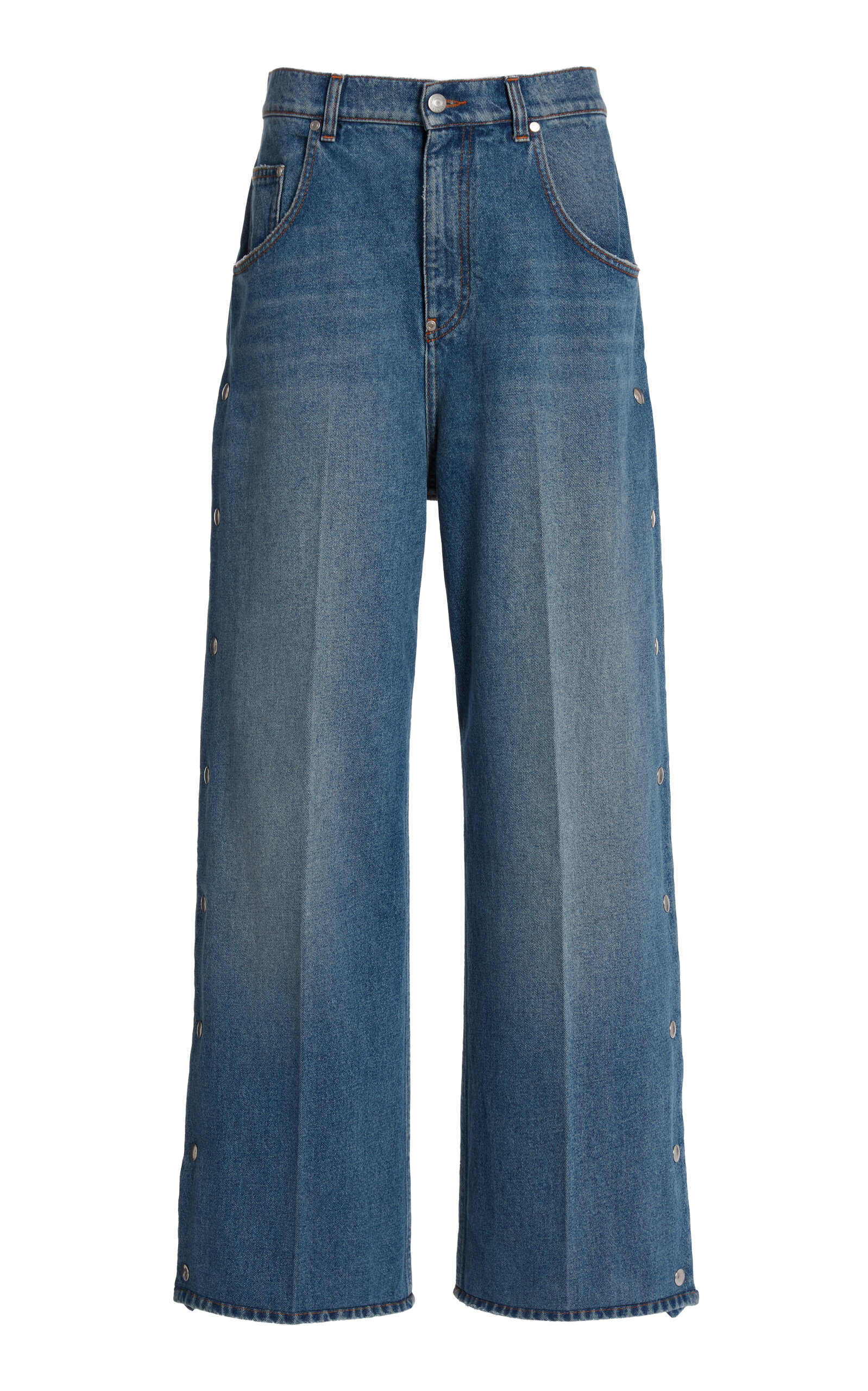 Stella Mccartney Snapped Rigid Wide-leg Jeans In Medium Wash