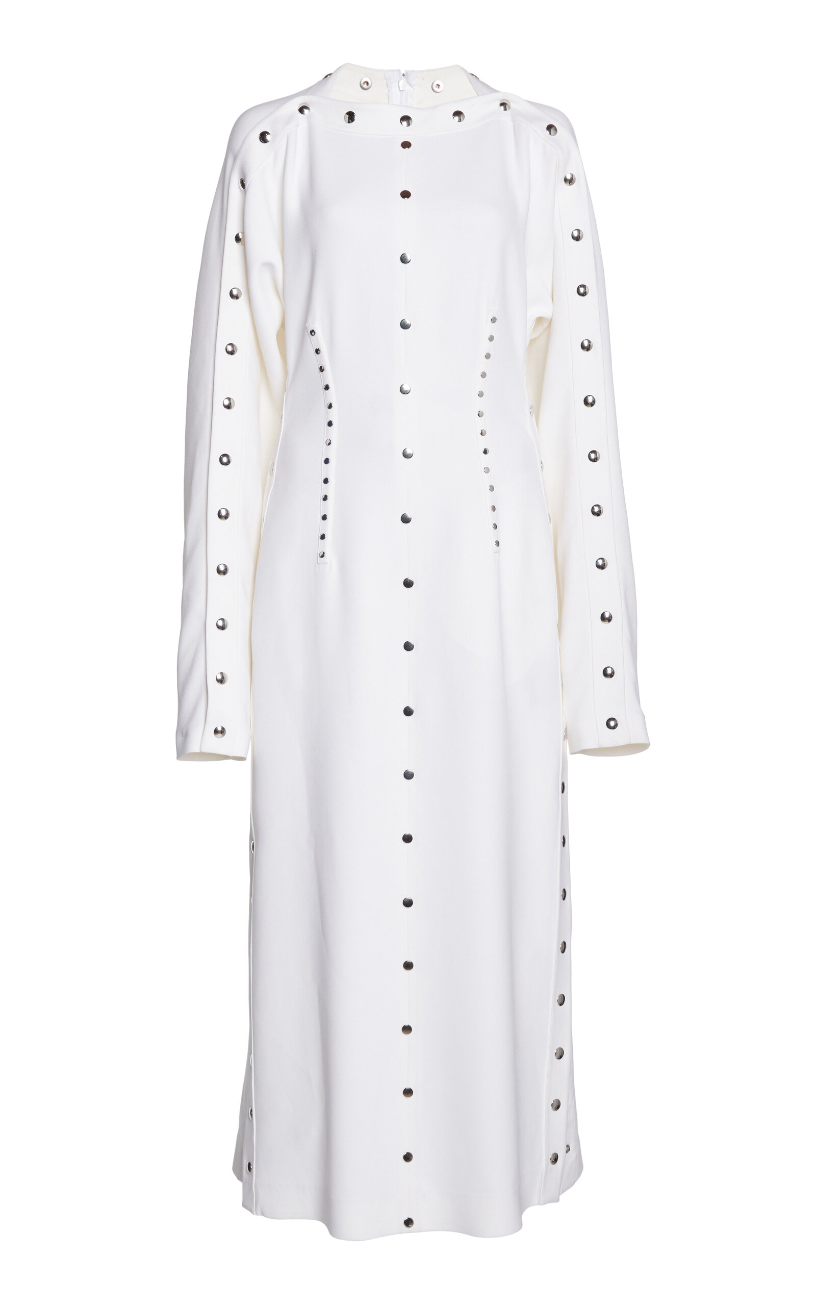 Stella Mccartney Snap-detailed Studded Midi Dress In White