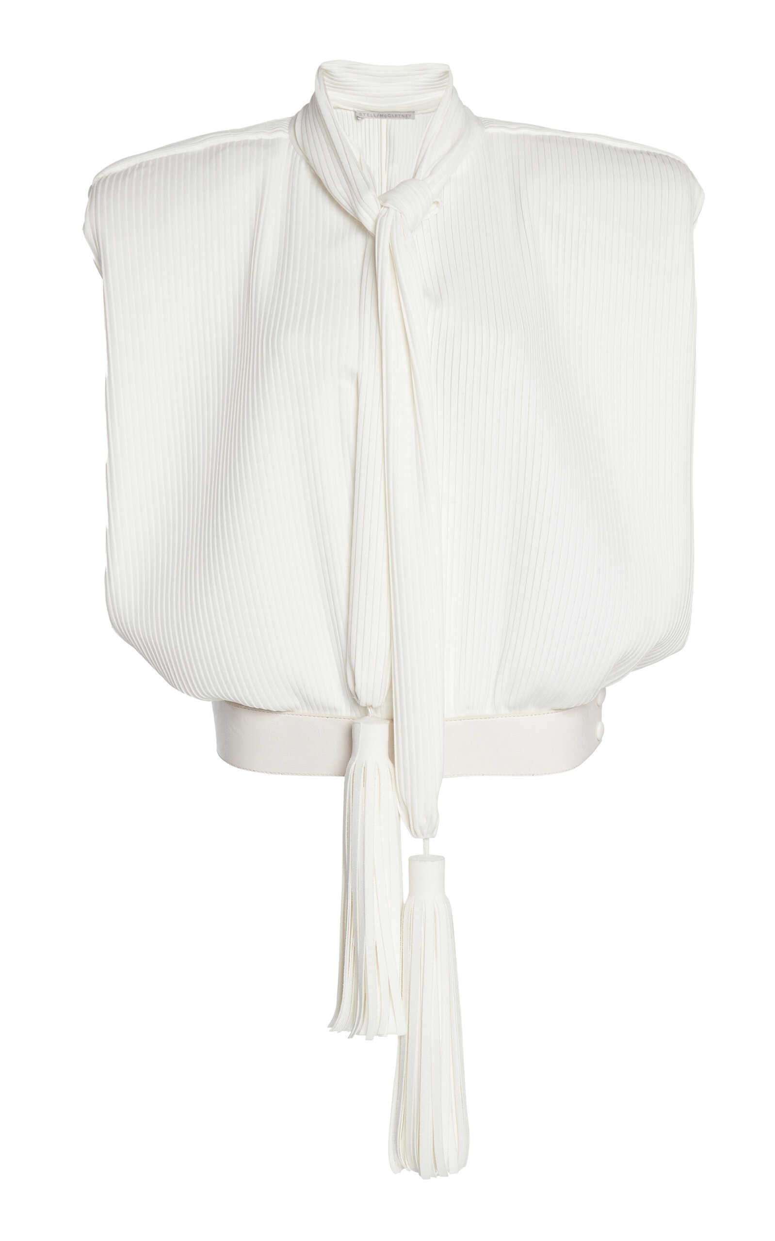 Stella Mccartney Tasseled Plunging Sleeveless Top In White