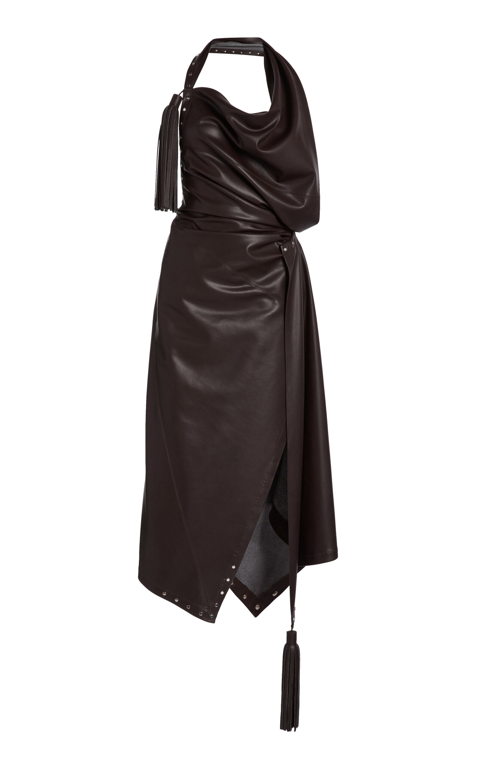 Stella Mccartney Draped Altermat Midi Dress In Brown