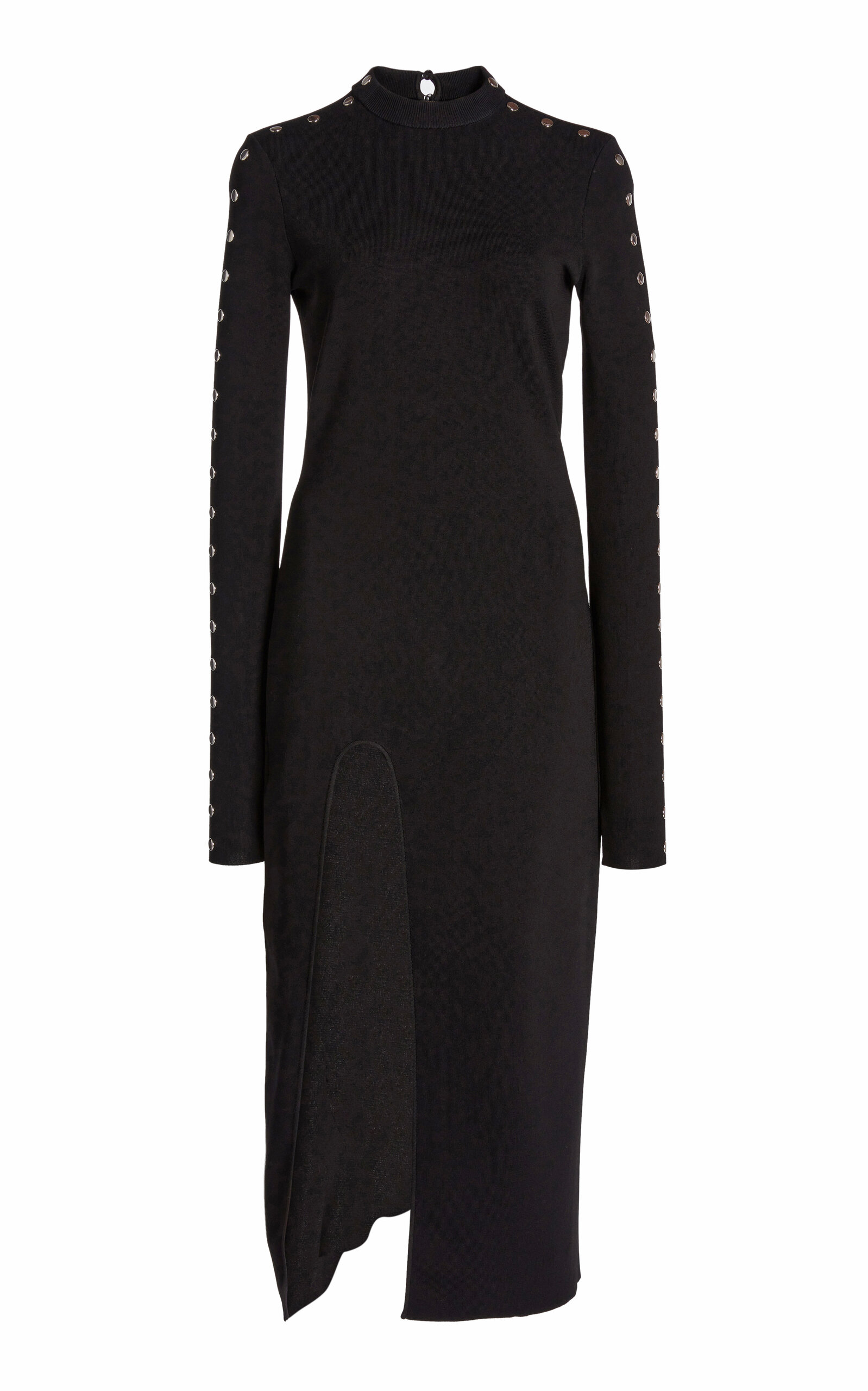 Stella Mccartney Studded Stretch-knit Midi Dress In Black