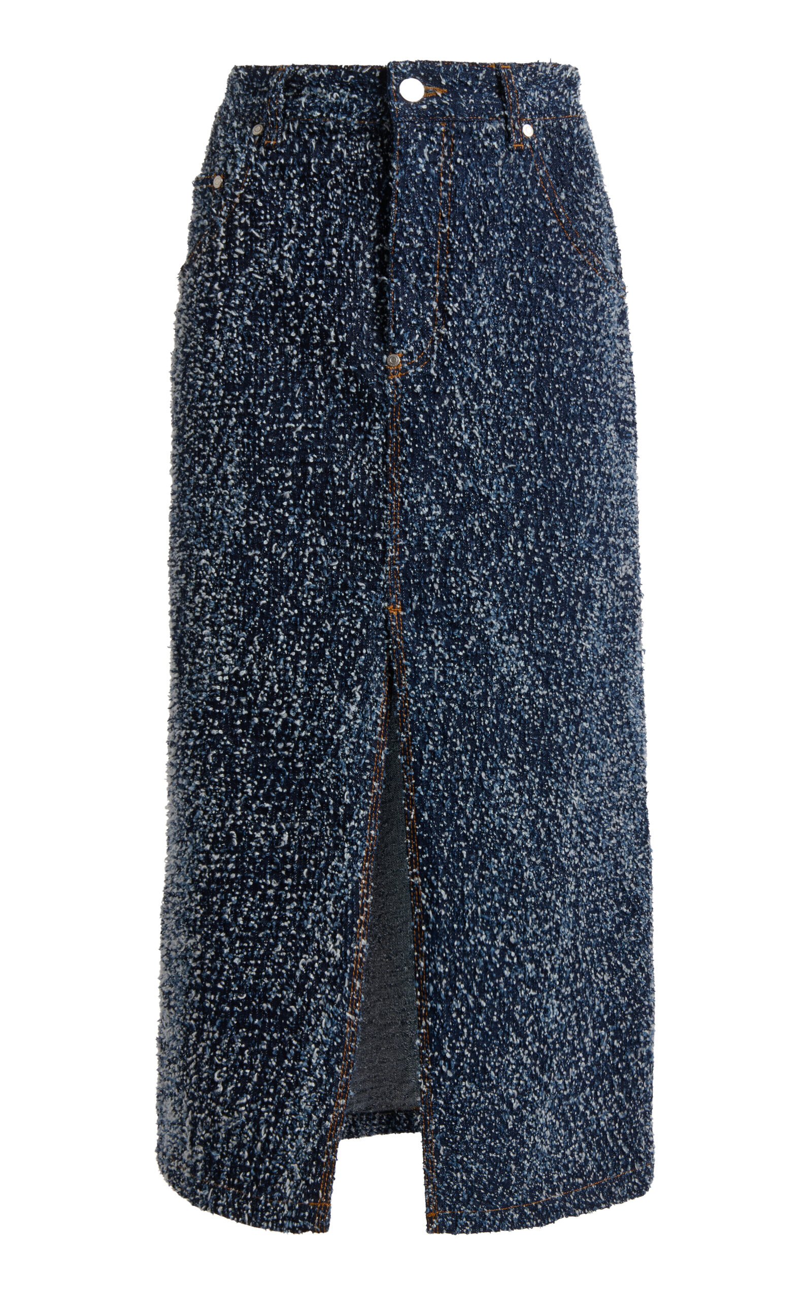 Stella Mccartney Bouclé Denim Midi Skirt In Medium Wash