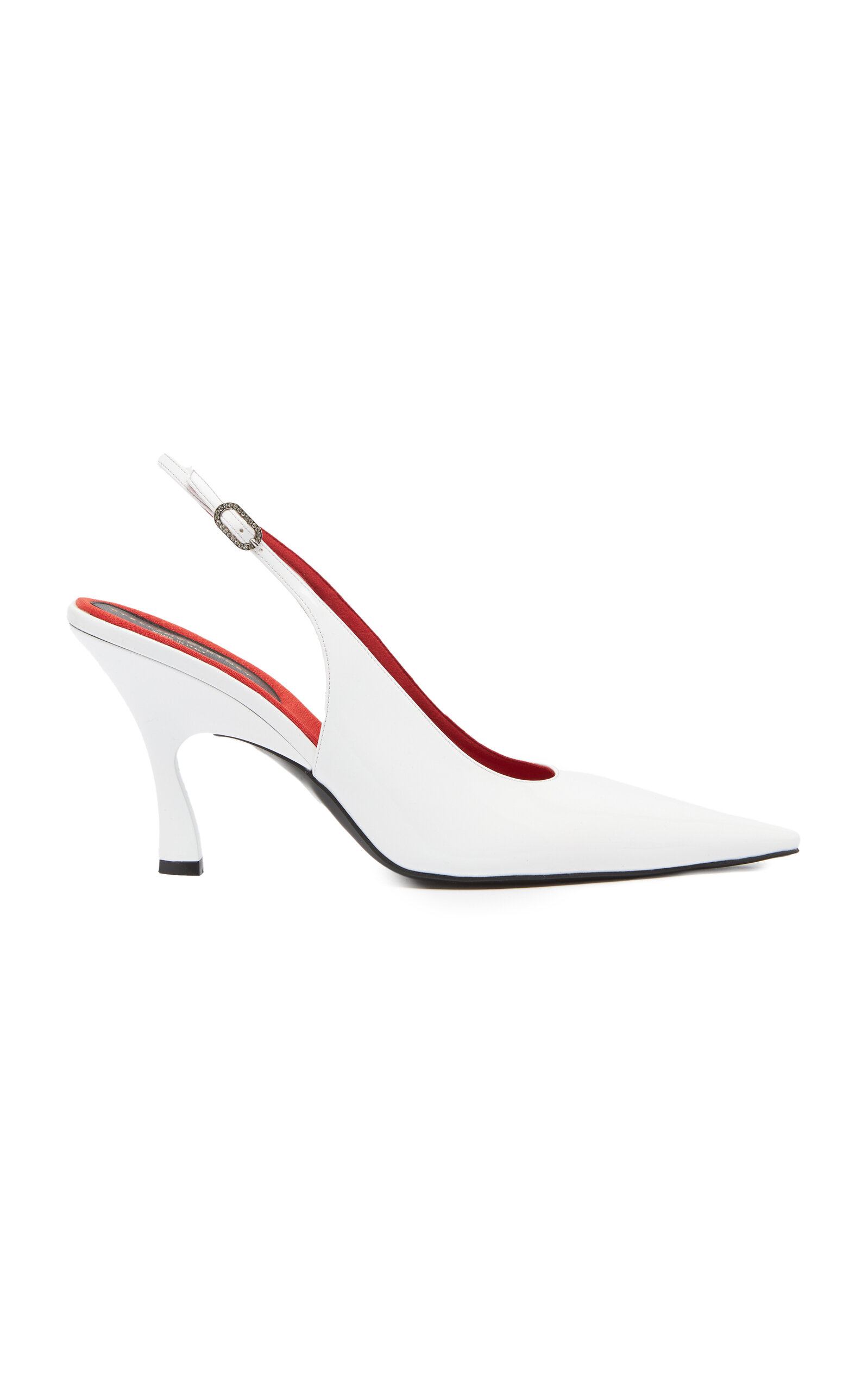 Stella Mccartney Elsa Shiny Patent Slingback Pumps In White