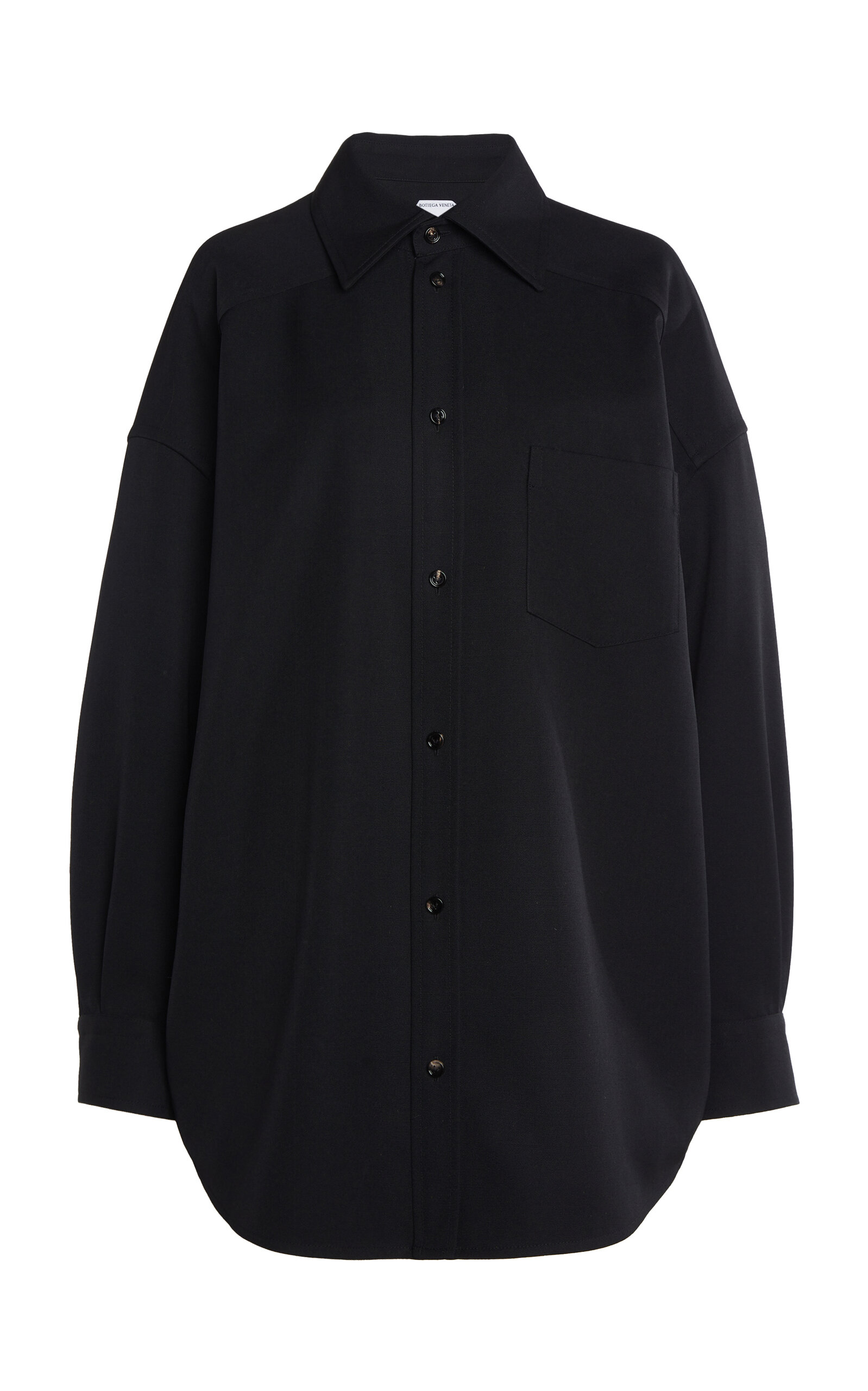 Shop Bottega Veneta Oversized Wool-twill Shirt In Black