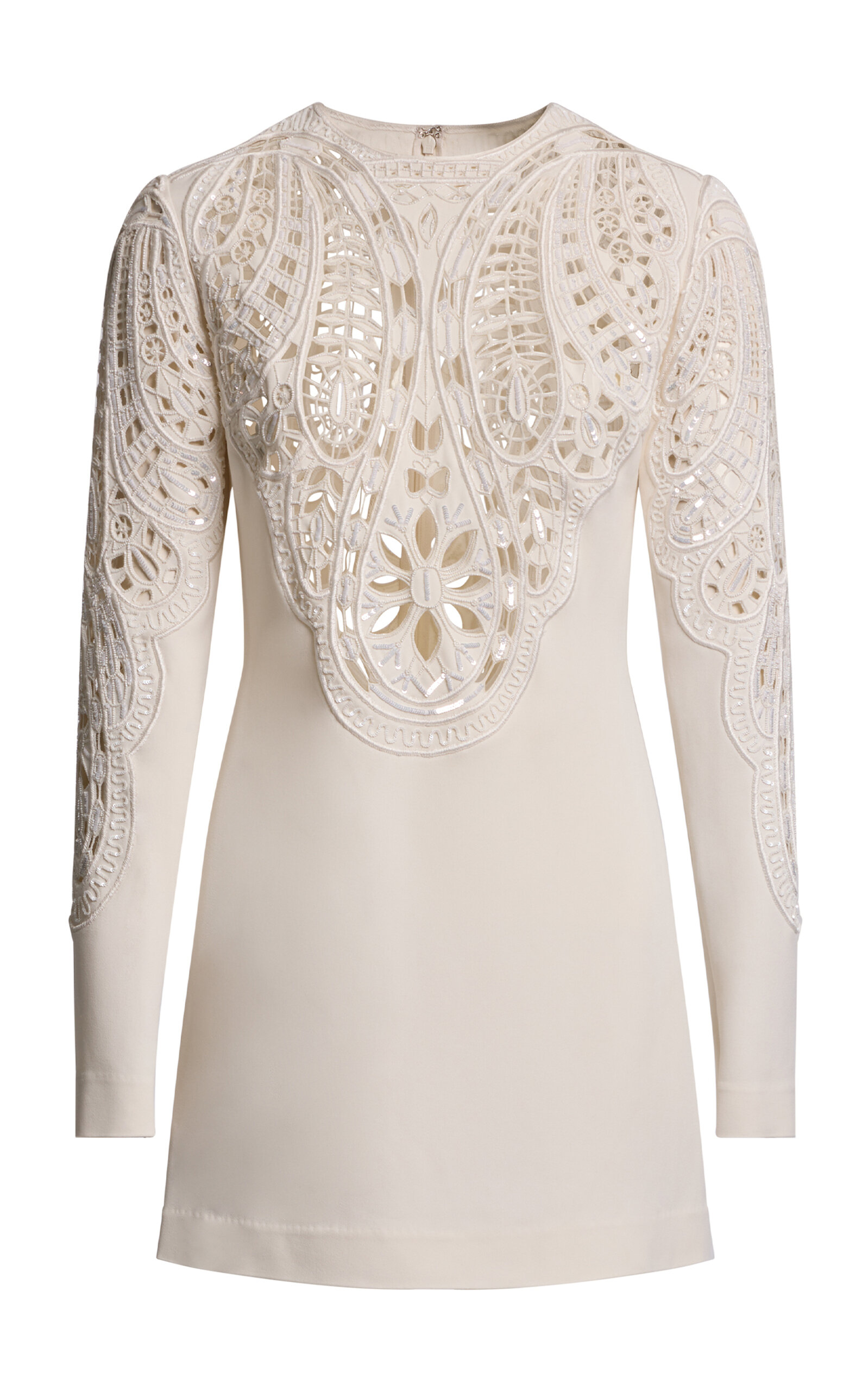 Elie Saab Bead-embellished Lace Sheath Mini Dress In White