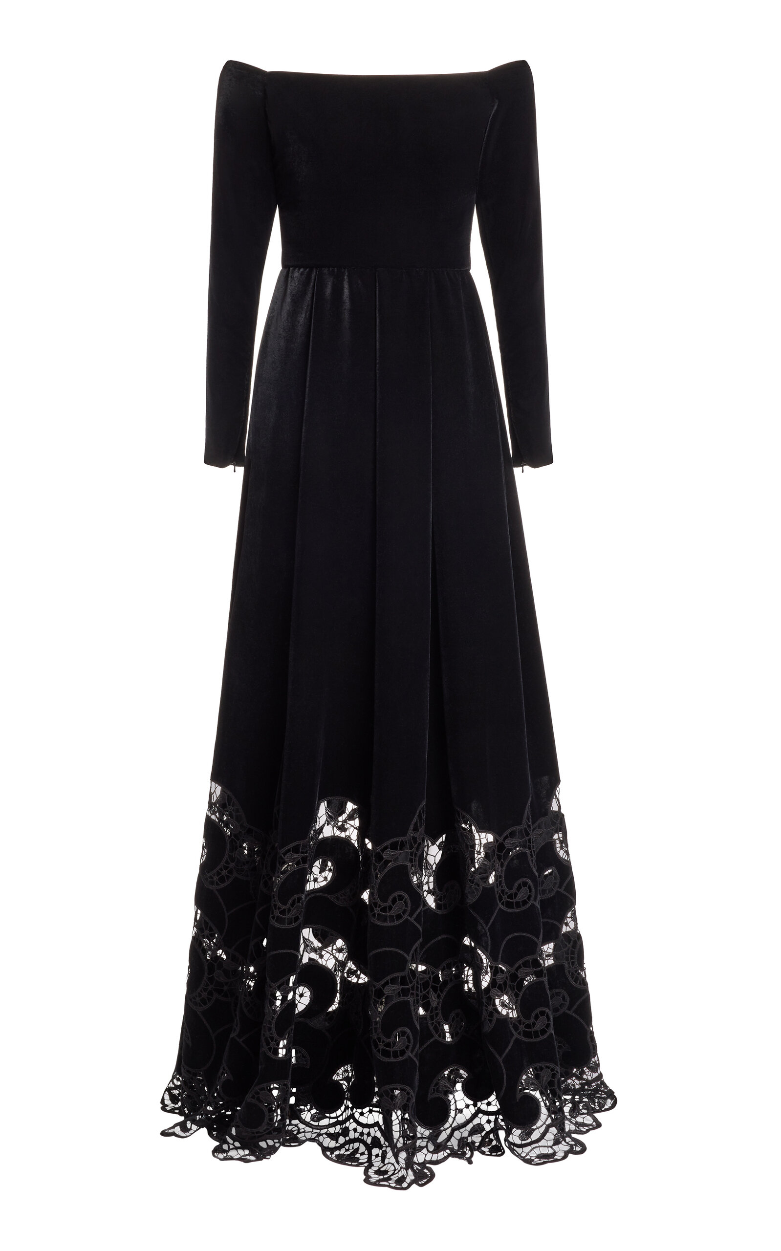 Elie Saab Velvet Embroidered Off-the-shoulder Maxi Dress In Black