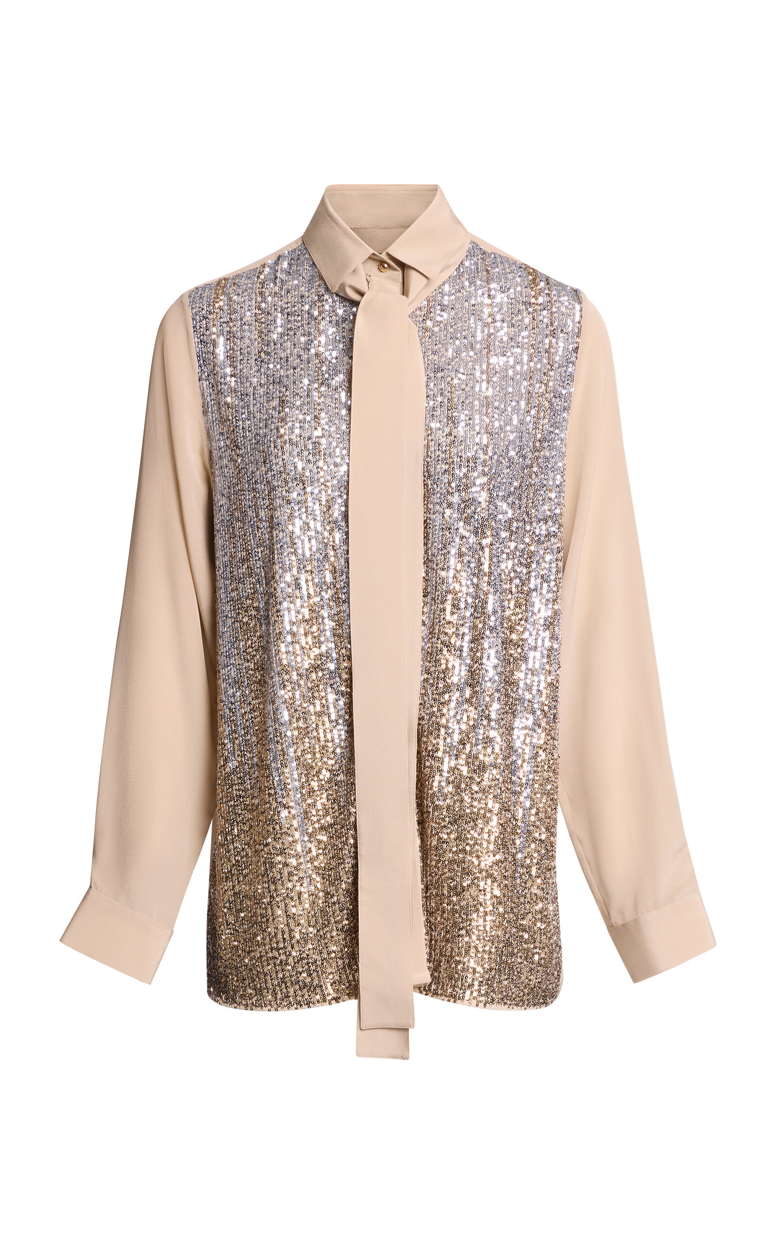 Elie Saab Sequined Button Up Topt In Gold