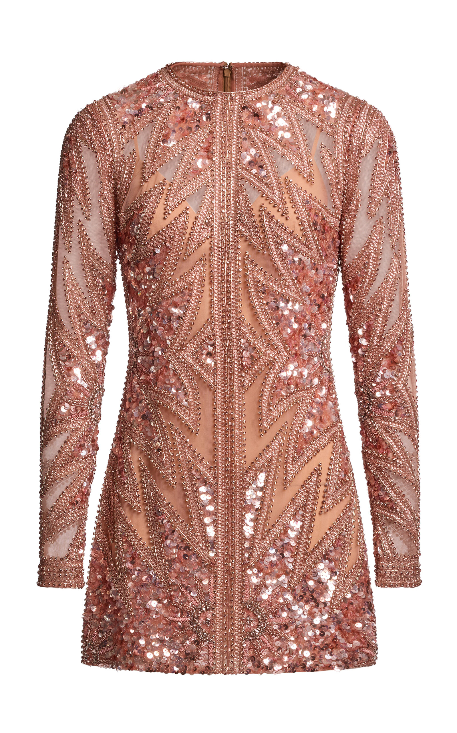 Elie Saab Bead-embellished Mini Dress In Nude