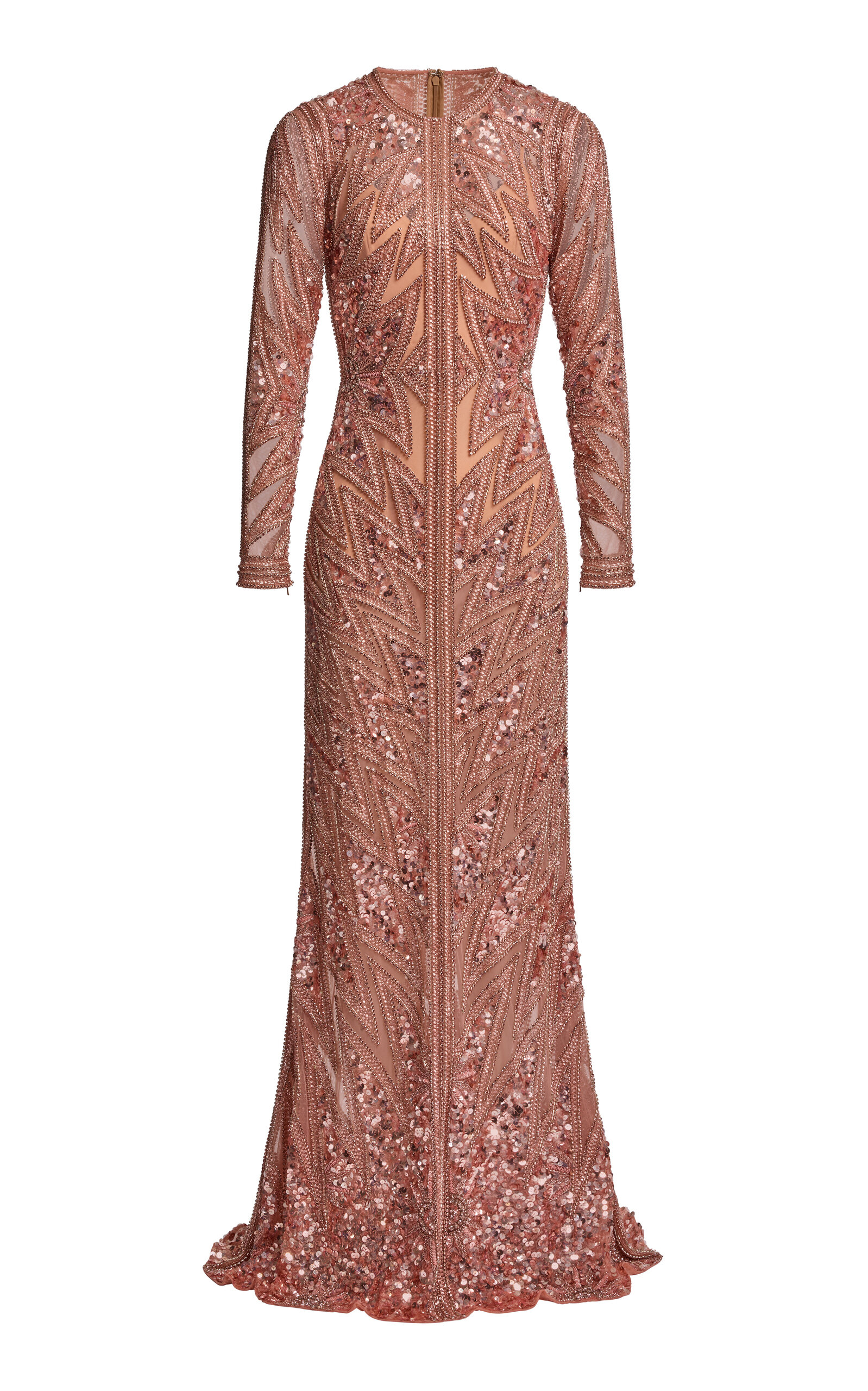 Elie Saab Bead-embellished Maxi Dress In Nude