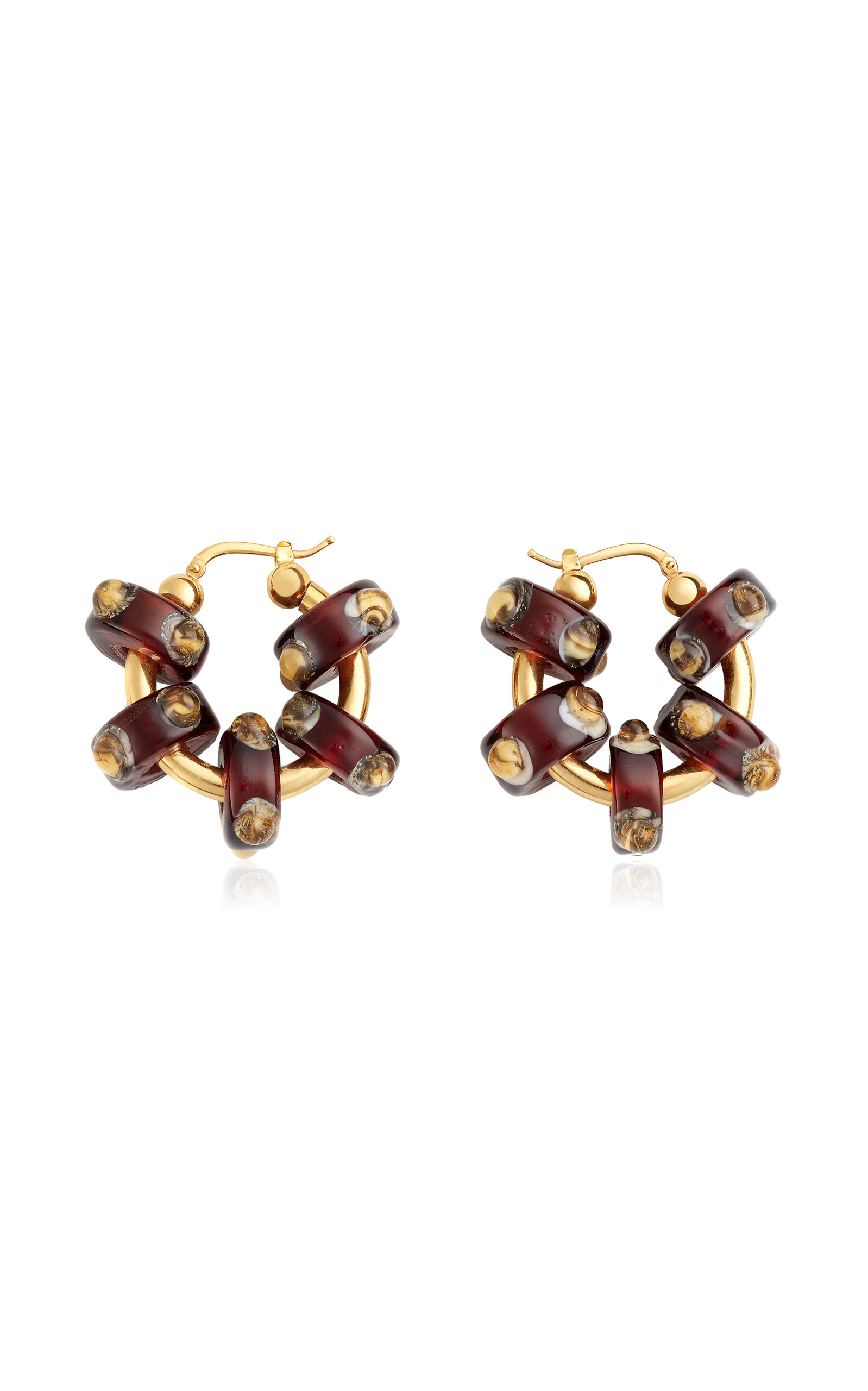 Shop Bottega Veneta 18k Gold-plated Sterling Silver Glass Earrings