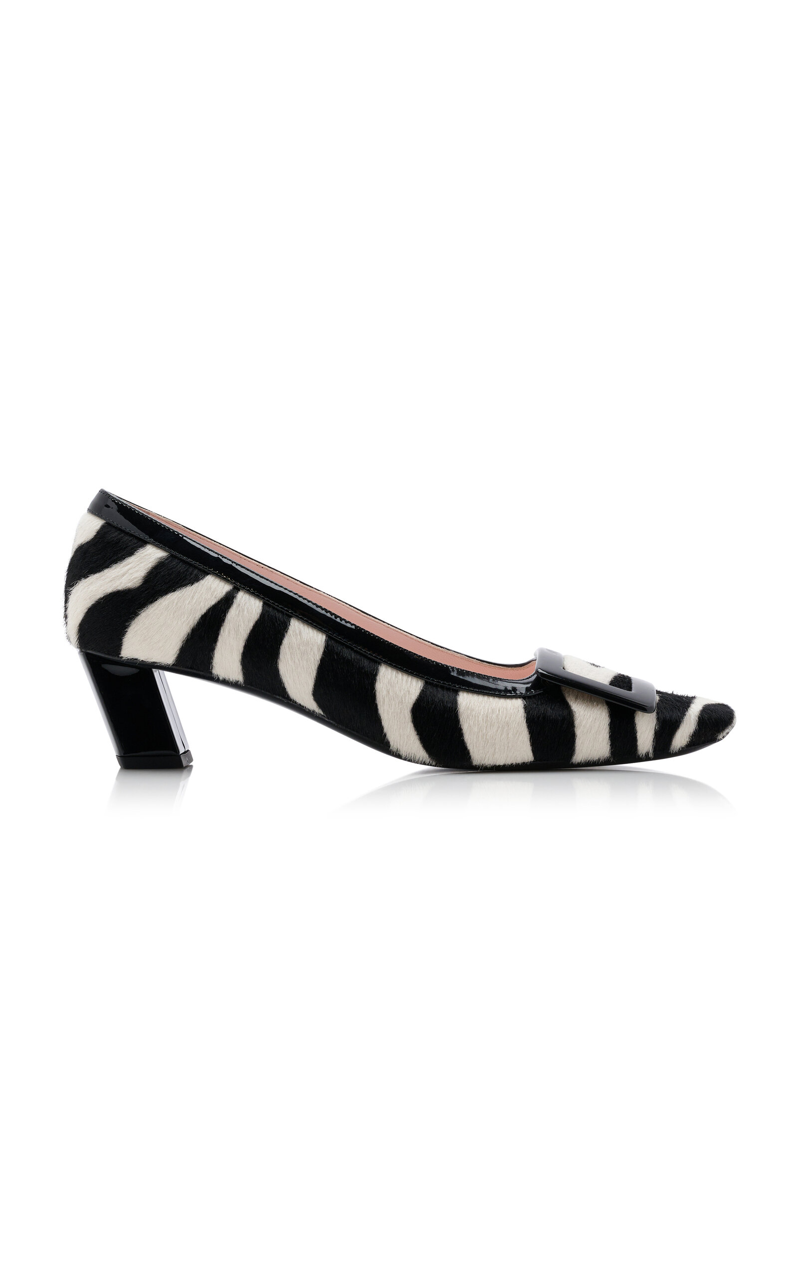 Shop Roger Vivier Belle Vivier Patent Leather-trimmed Pony Hair Pumps In Animal