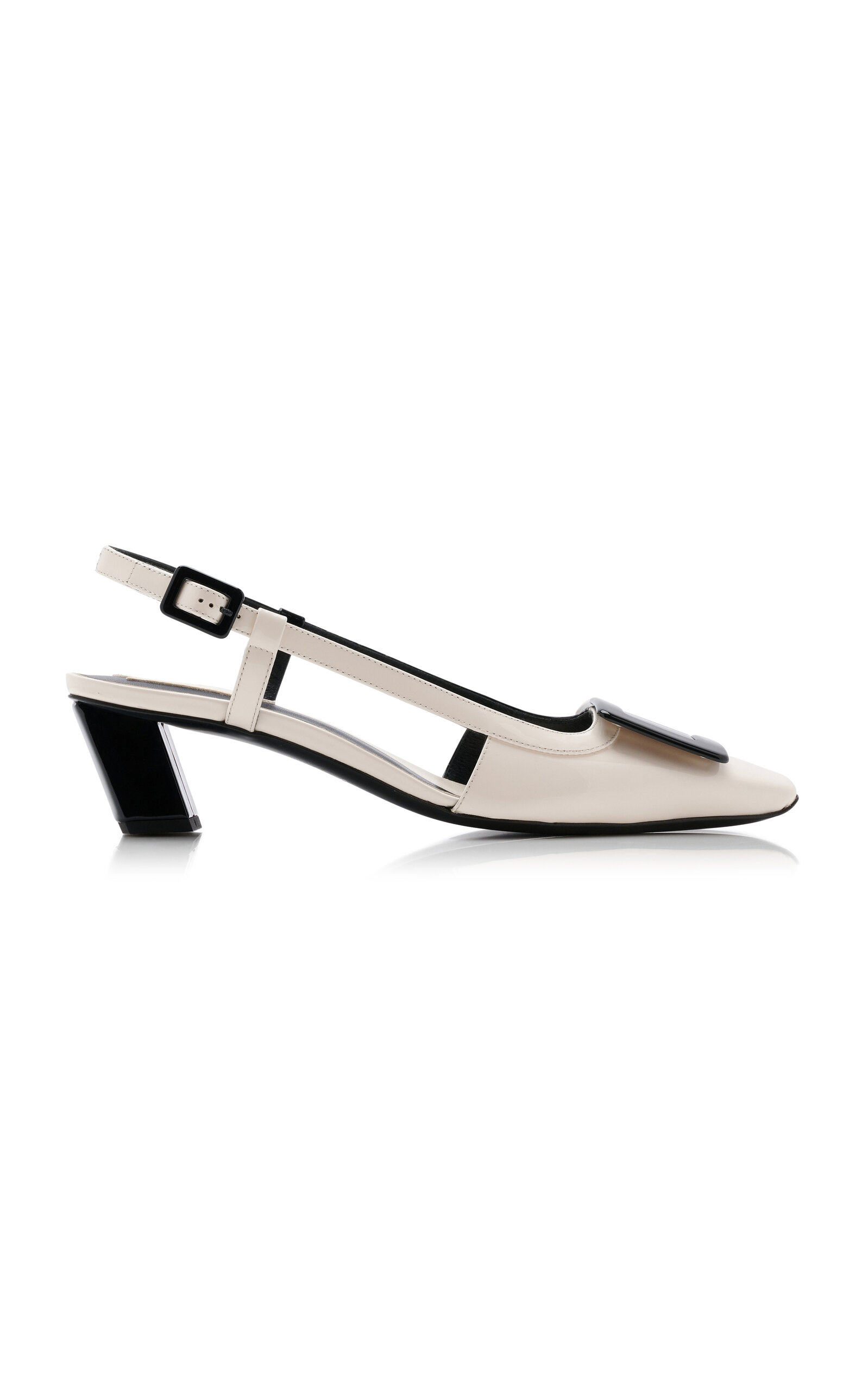 Shop Roger Vivier Bv Optical Patent Leather Slingback Pumps In Black,white