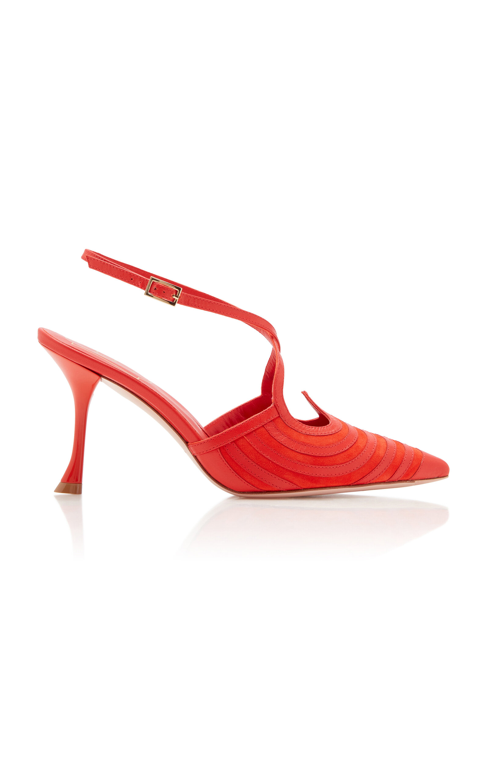 Roger Vivier I Love Vivier Optical Slingback Leather Pumps In Red