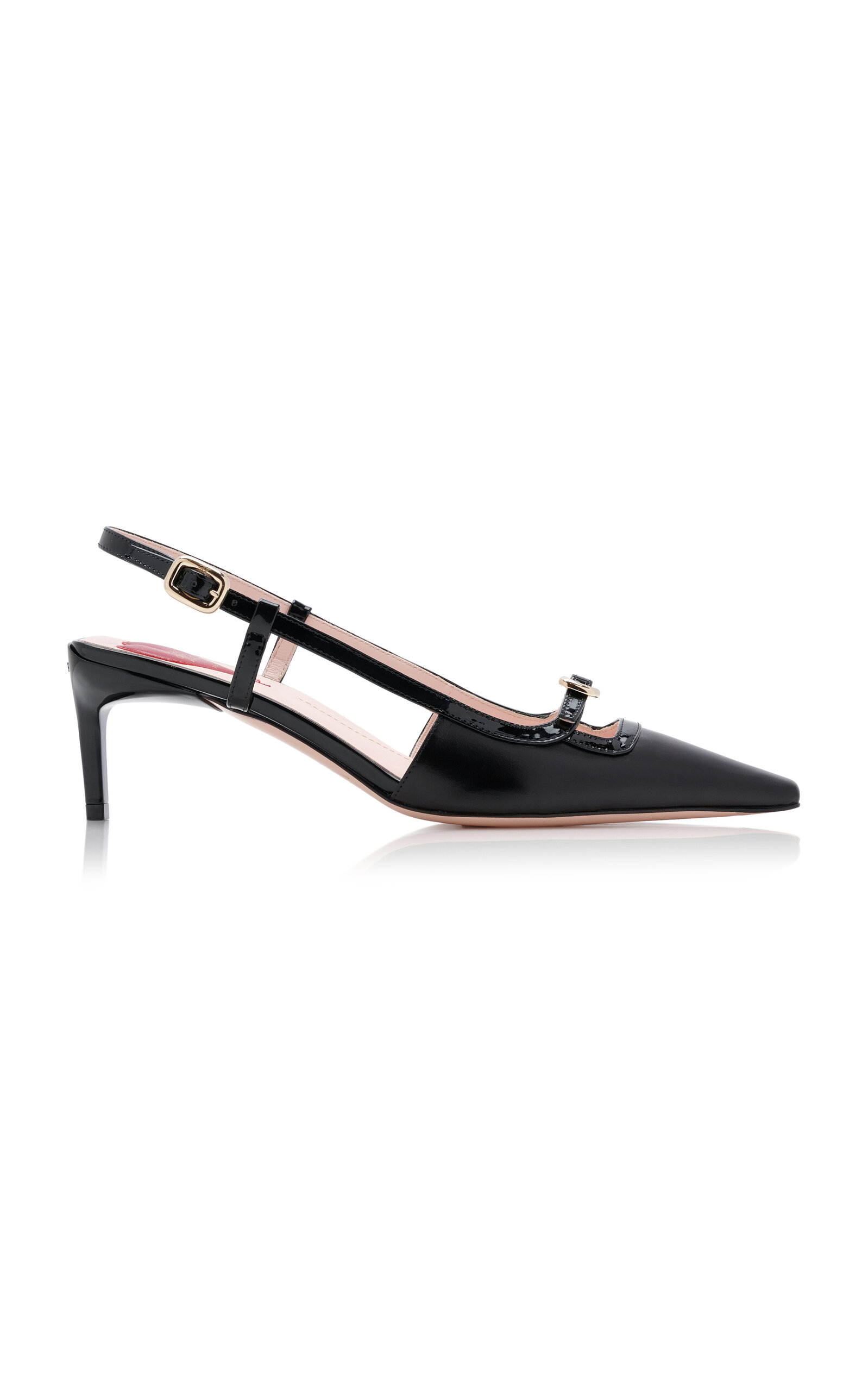 Roger Vivier Mini Buckle Leather Slingback Pumps In Black